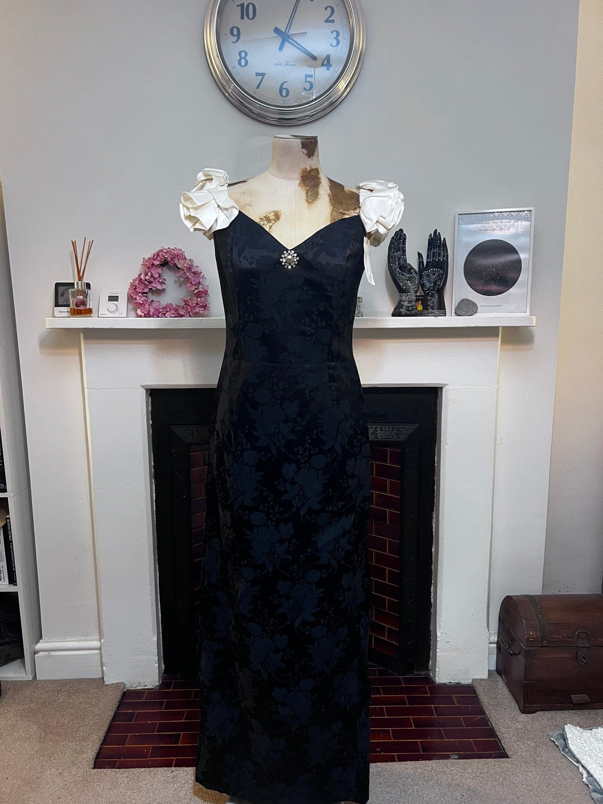 Vintage dress Black & Cream Scott McClintock 80s Prom Dress - Jessica McClintock for Gunne Sax