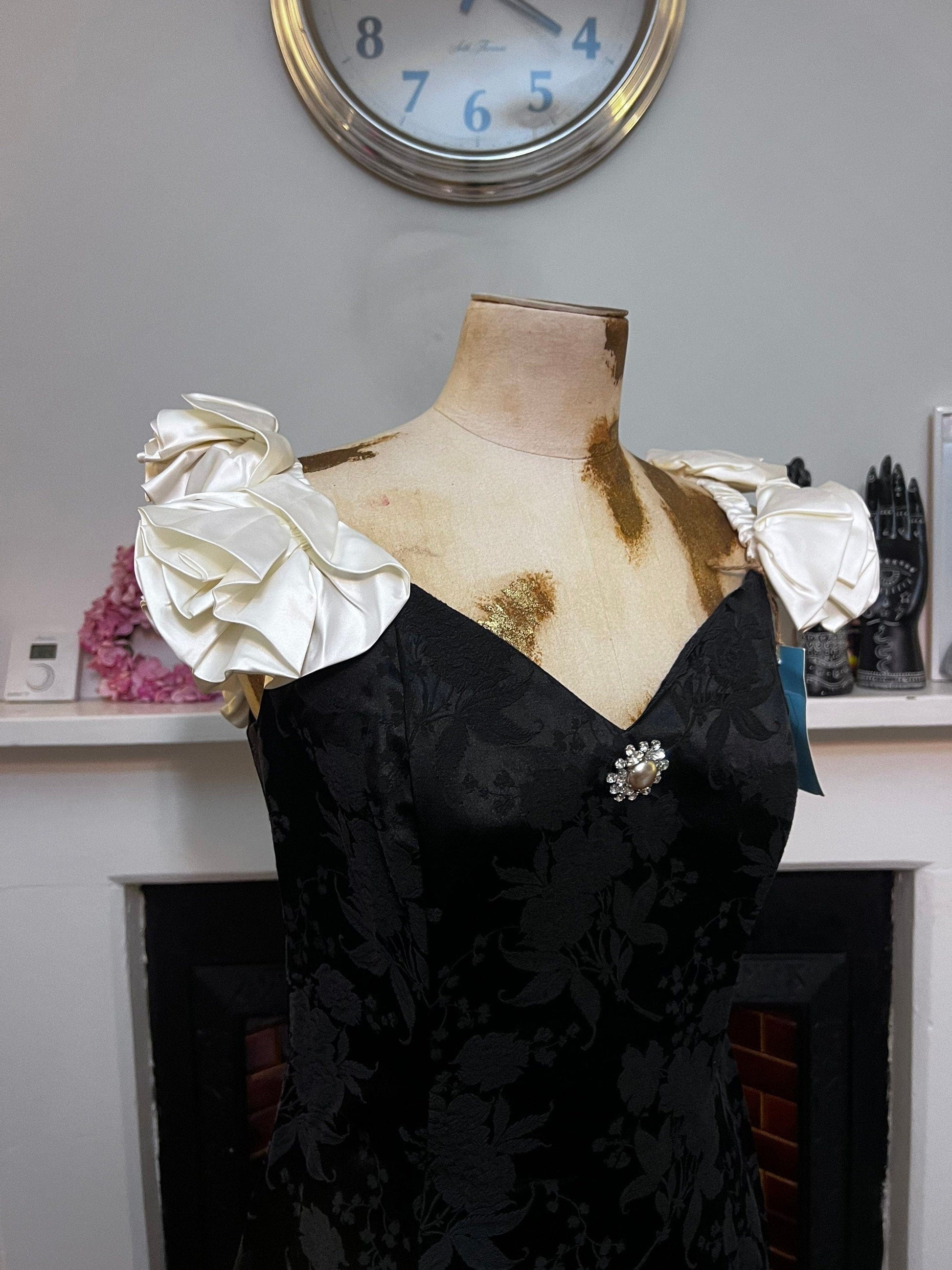 Vintage dress Black & Cream Scott McClintock 80s Prom Dress - Jessica McClintock for Gunne Sax