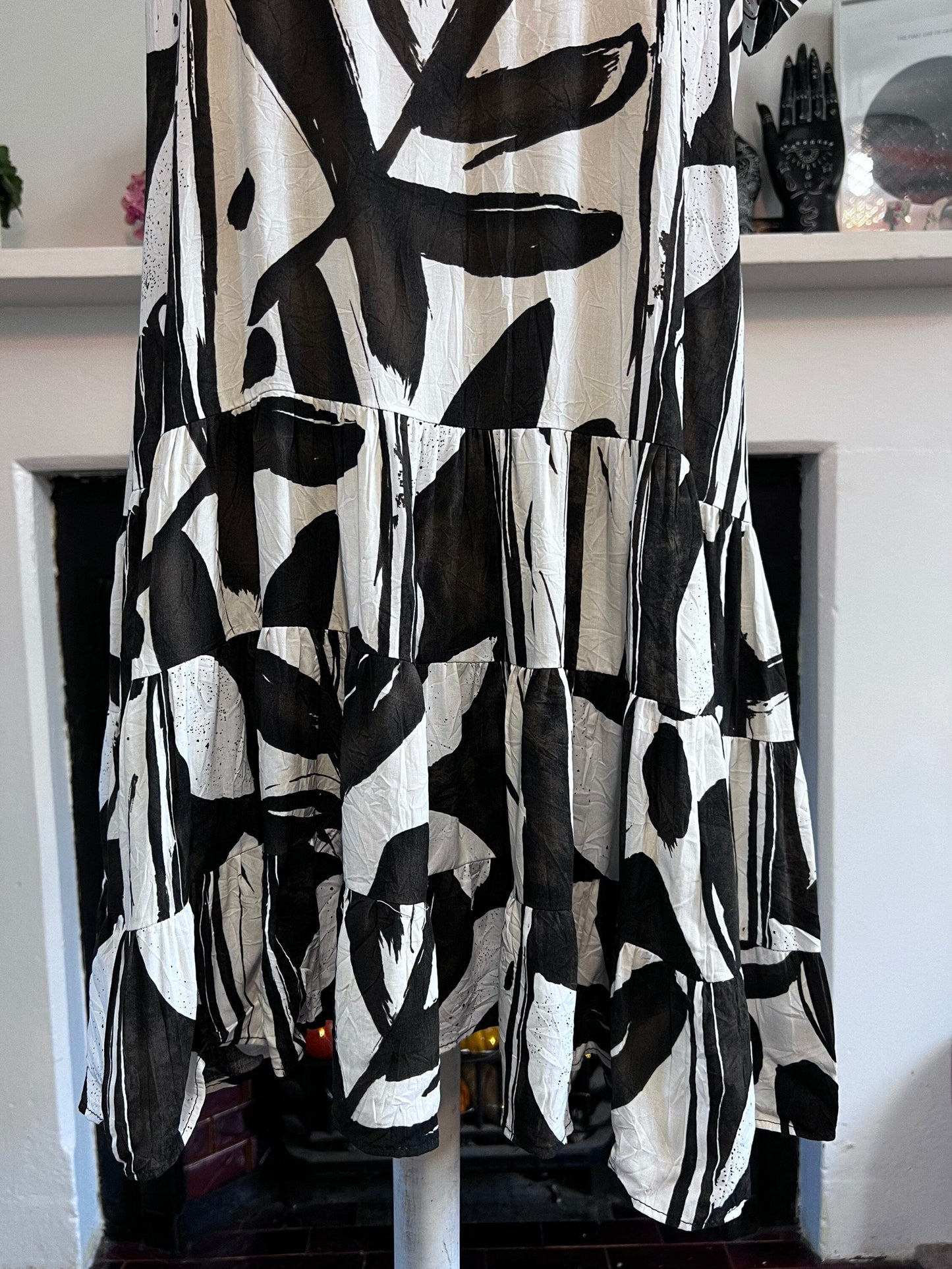 Vintage Black White 80s Smock Dress RaRa Dress With Pockets- Vintage Smock Dress small