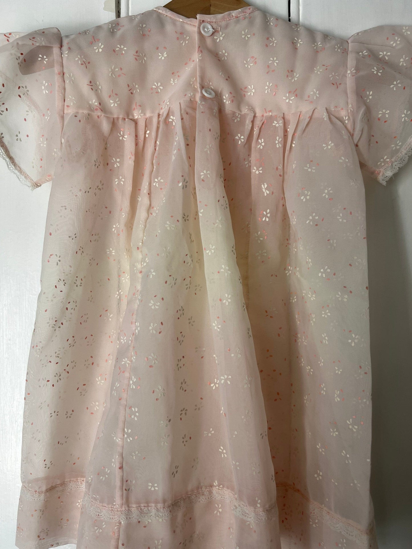 Vintage Girls Dress - pink cream ombré terylene Dress Baby Dress age 2-3 years