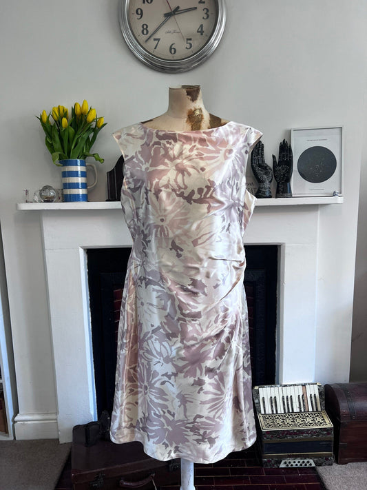 Vintage LK Bennett Dress - Pink Silk Shift Dress - gathered Detail vintage dress immaculate as new dress - UK16 Pink Silk Vintage Dress