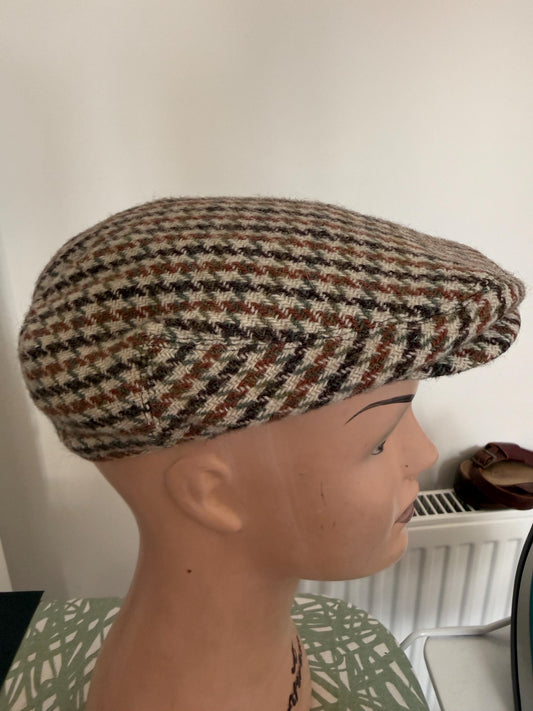 Vintage Dunn & Co Harris Tweed Flat Cap, Rutland County Wool Hat Size 57