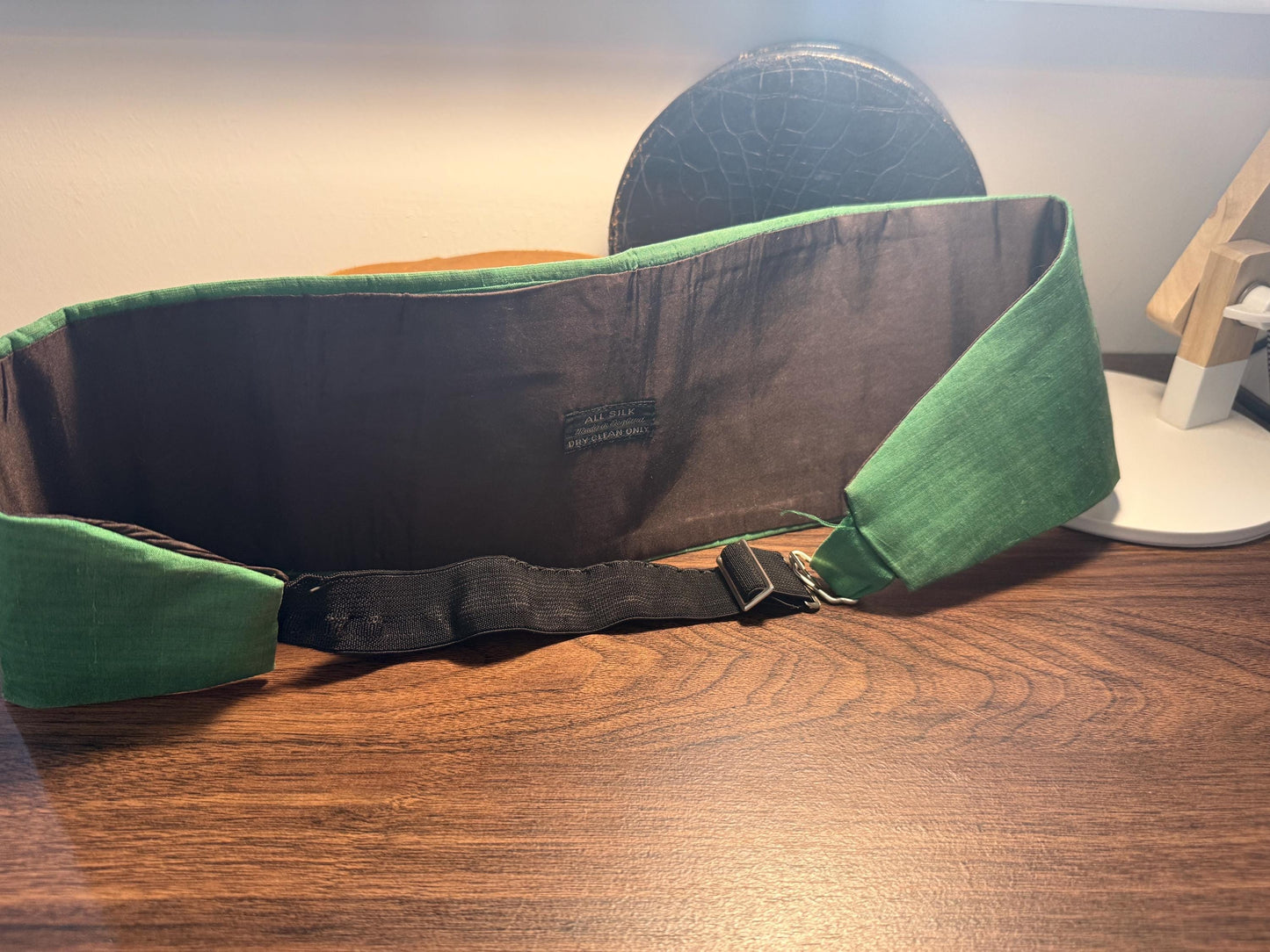 Vintage Emerald Green Silk Cummerbund | Made in England | Adjustable Formal Evening Wear | Black Tie Tuxedo Accessory
