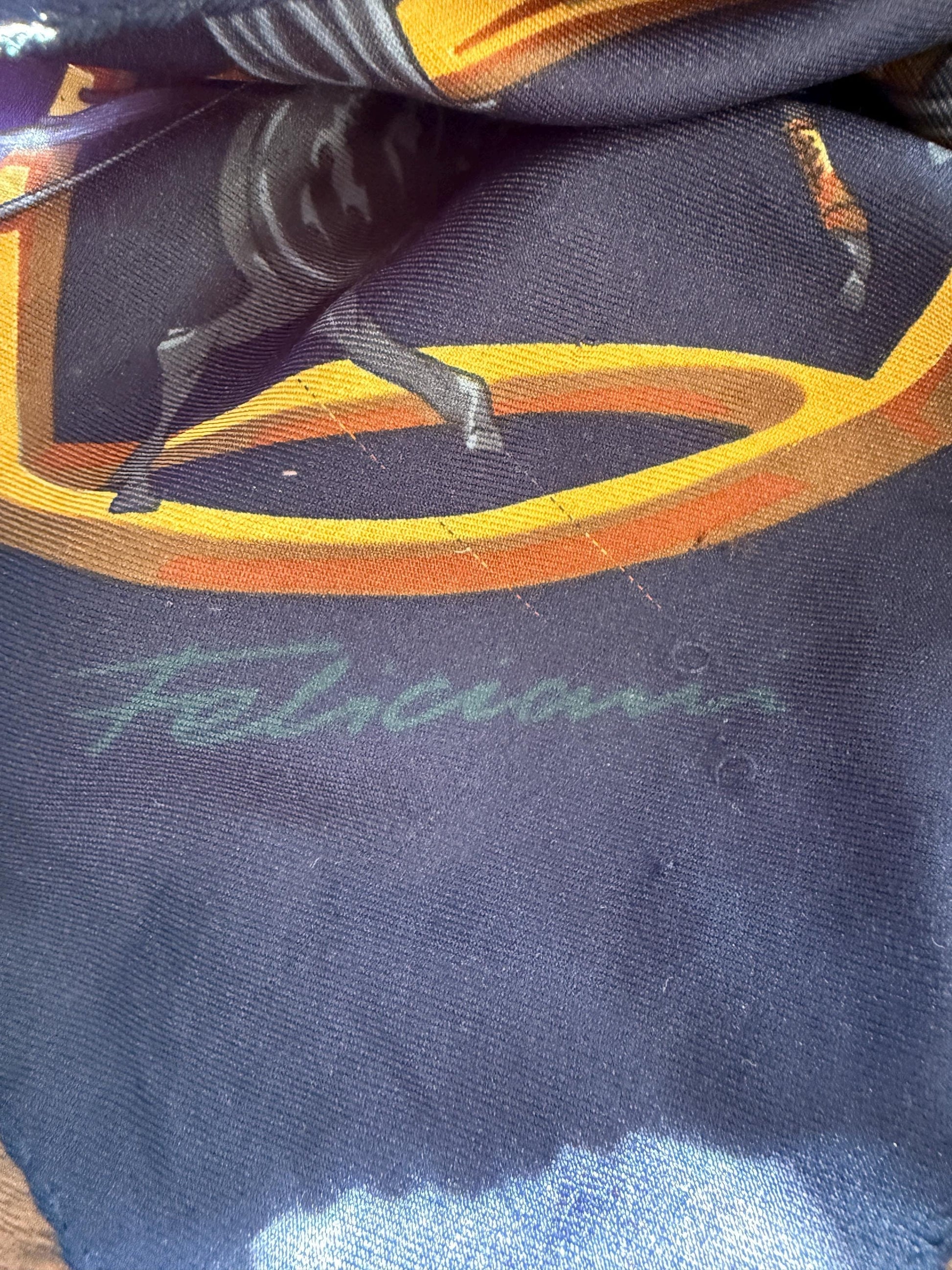 Vintage Equestrian Silk Scarf Large Polo Pony Print Square Scarf Horse Racing & Tack Motif Green Navy