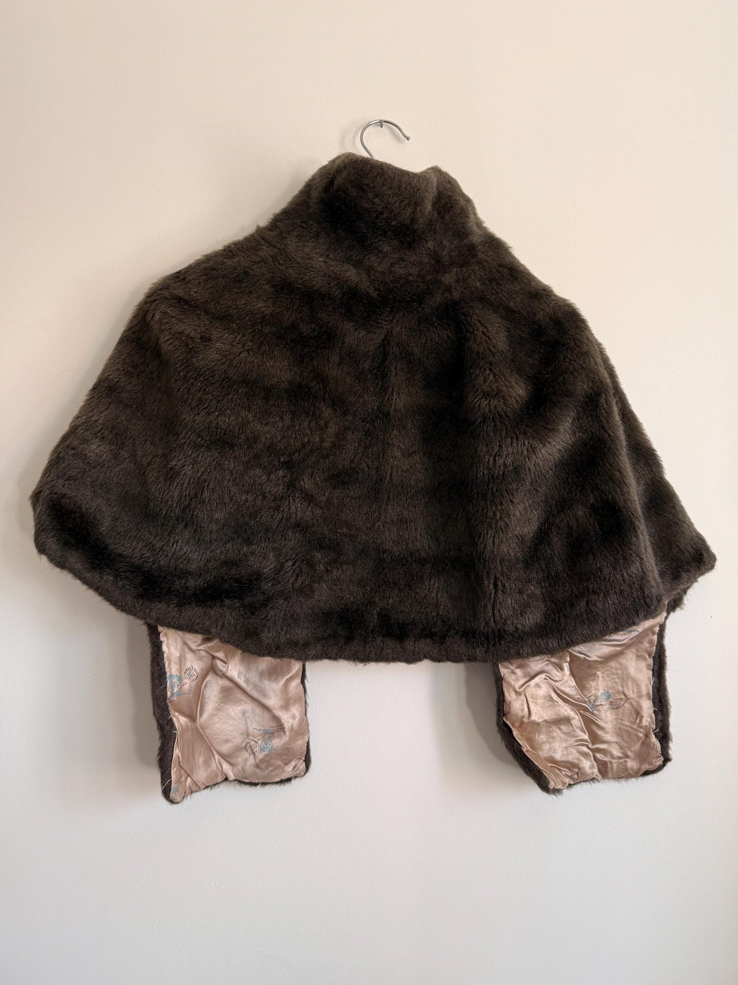 Vintage Faux Fur Stole | Brown Evening Wrap | 1950s Style Cape | Winter Wedding Cover Up | Vintage Evening Accessory