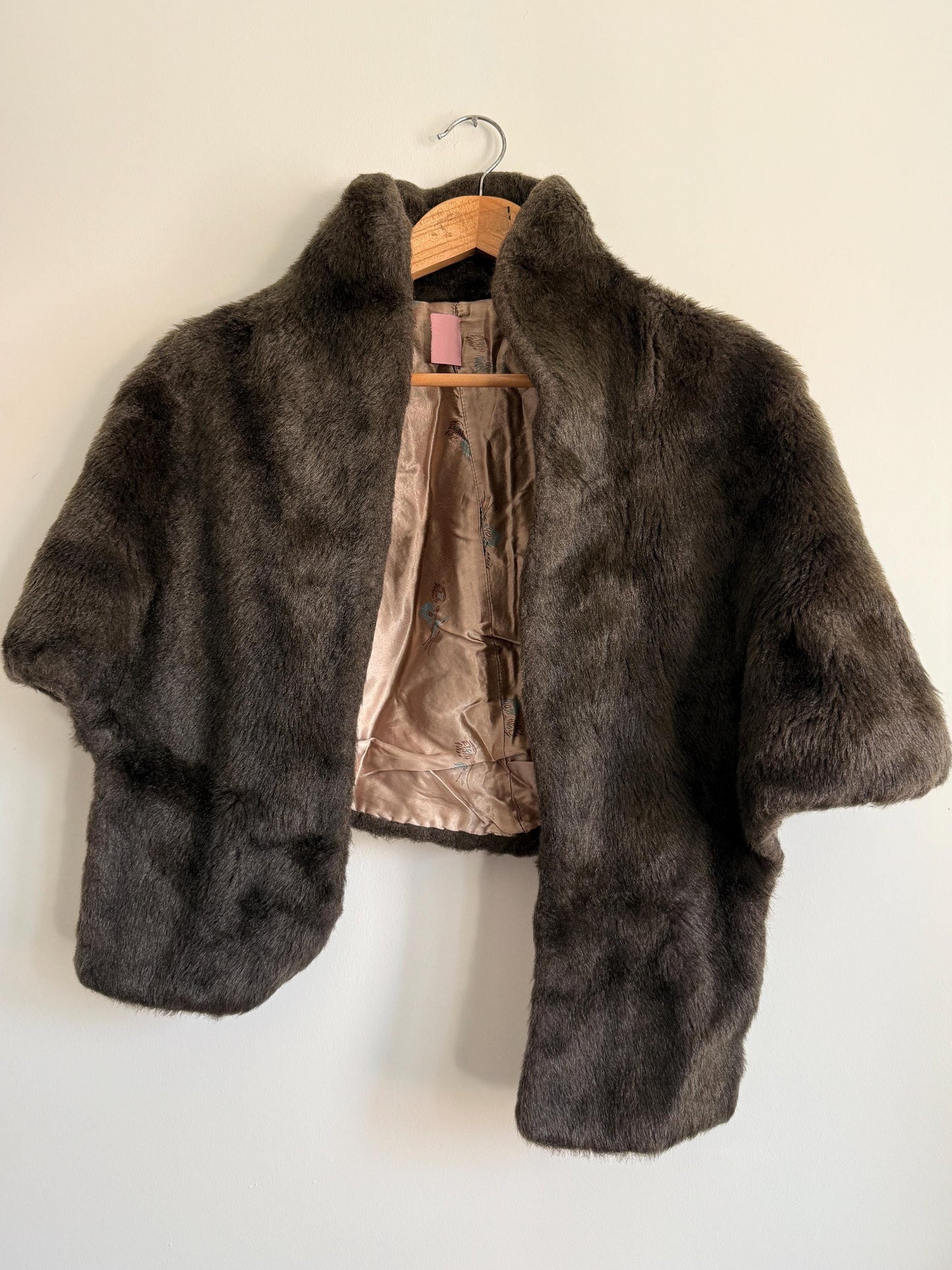 Vintage Faux Fur Stole | Brown Evening Wrap | 1950s Style Cape | Winter Wedding Cover Up | Vintage Evening Accessory