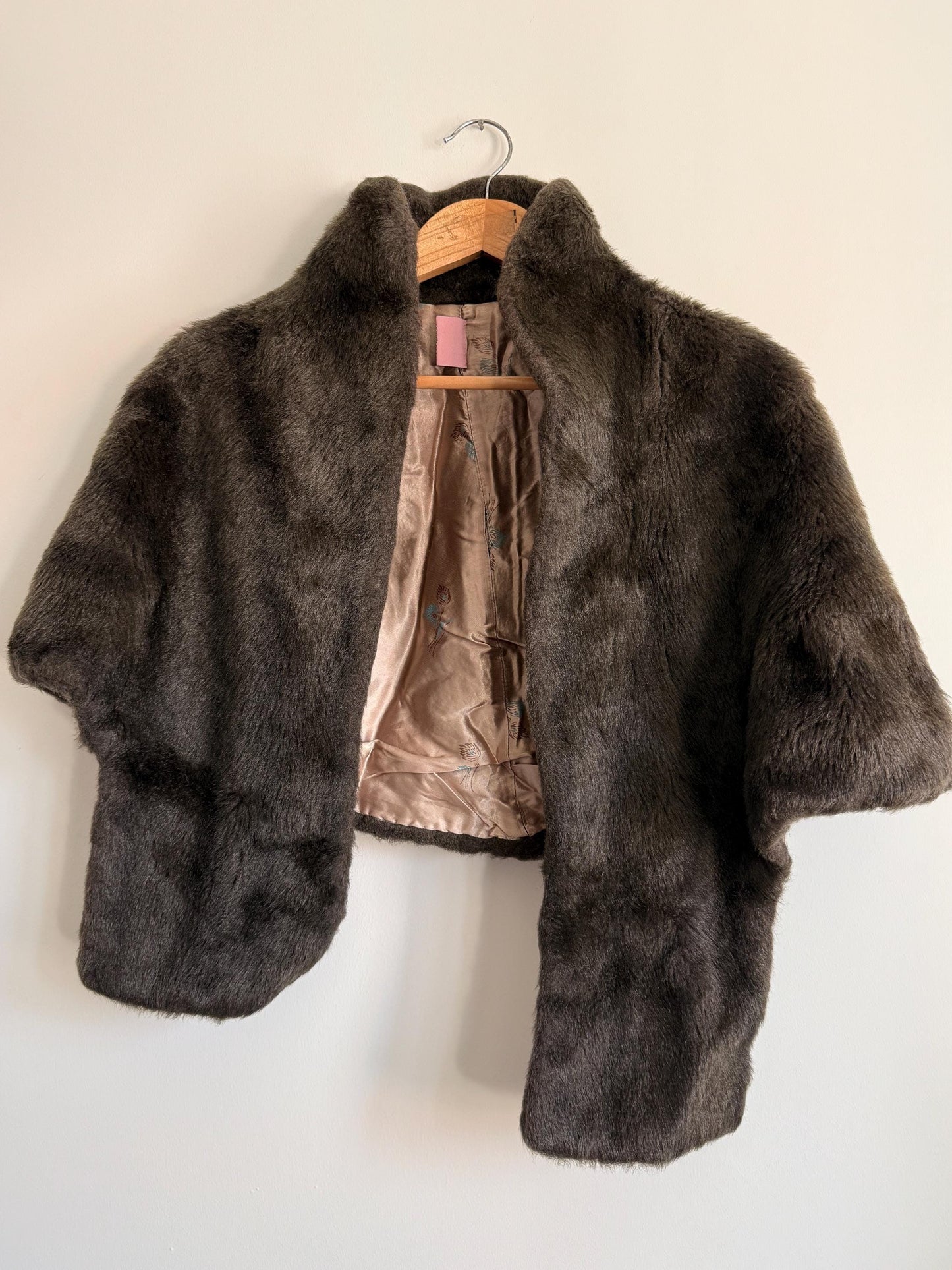 Vintage Faux Fur Stole | Brown Evening Wrap | 1950s Style Cape | Winter Wedding Cover Up | Vintage Evening Accessory