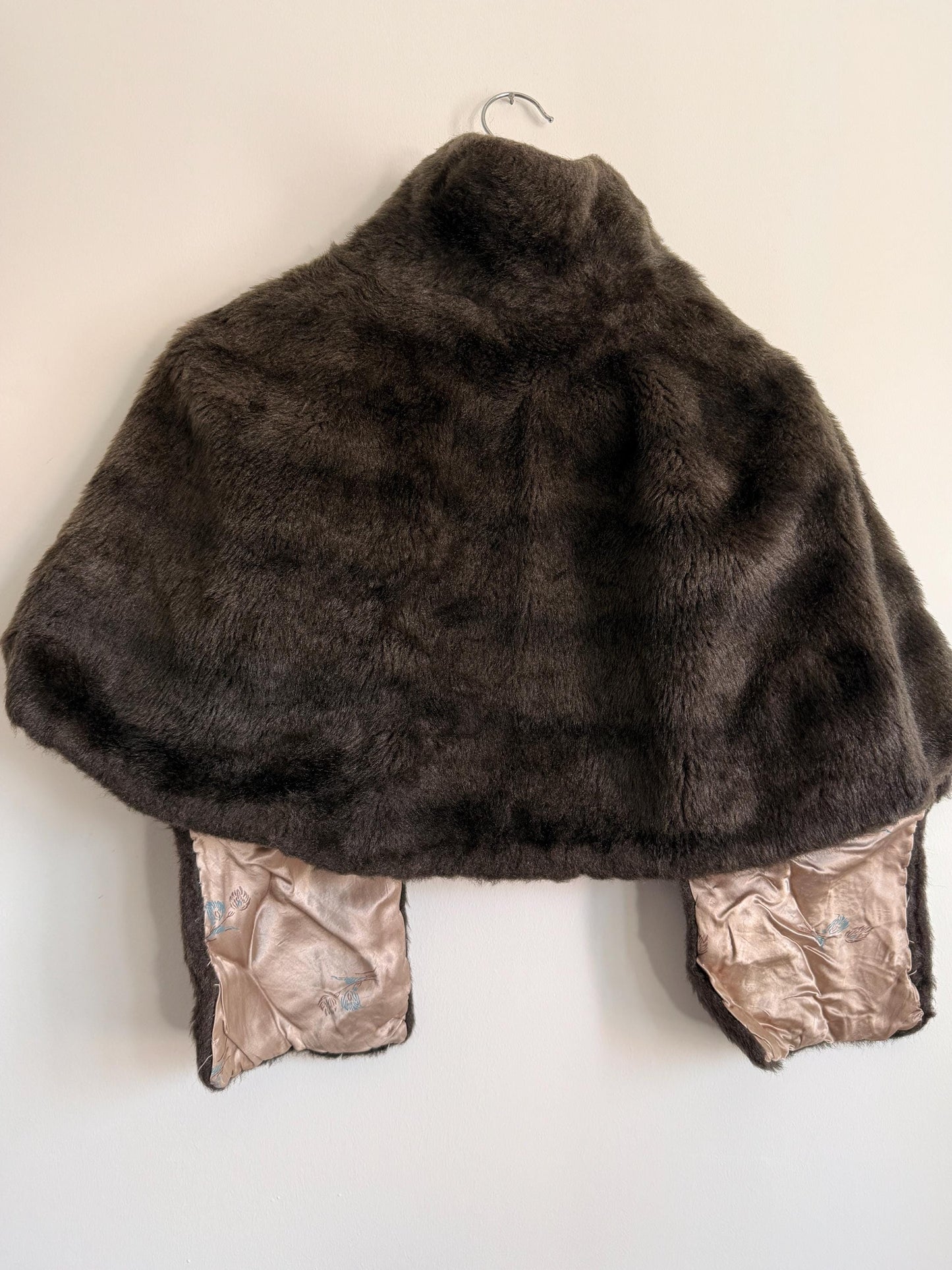 Vintage Faux Fur Stole | Brown Evening Wrap | 1950s Style Cape | Winter Wedding Cover Up | Vintage Evening Accessory