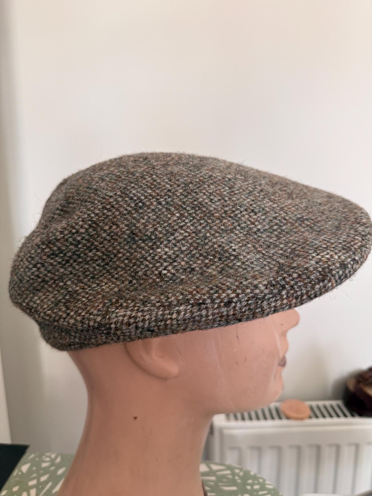 Vintage George Arthur Dunn Tweed Flat Cap, British Brown Wool Country Mens Hat