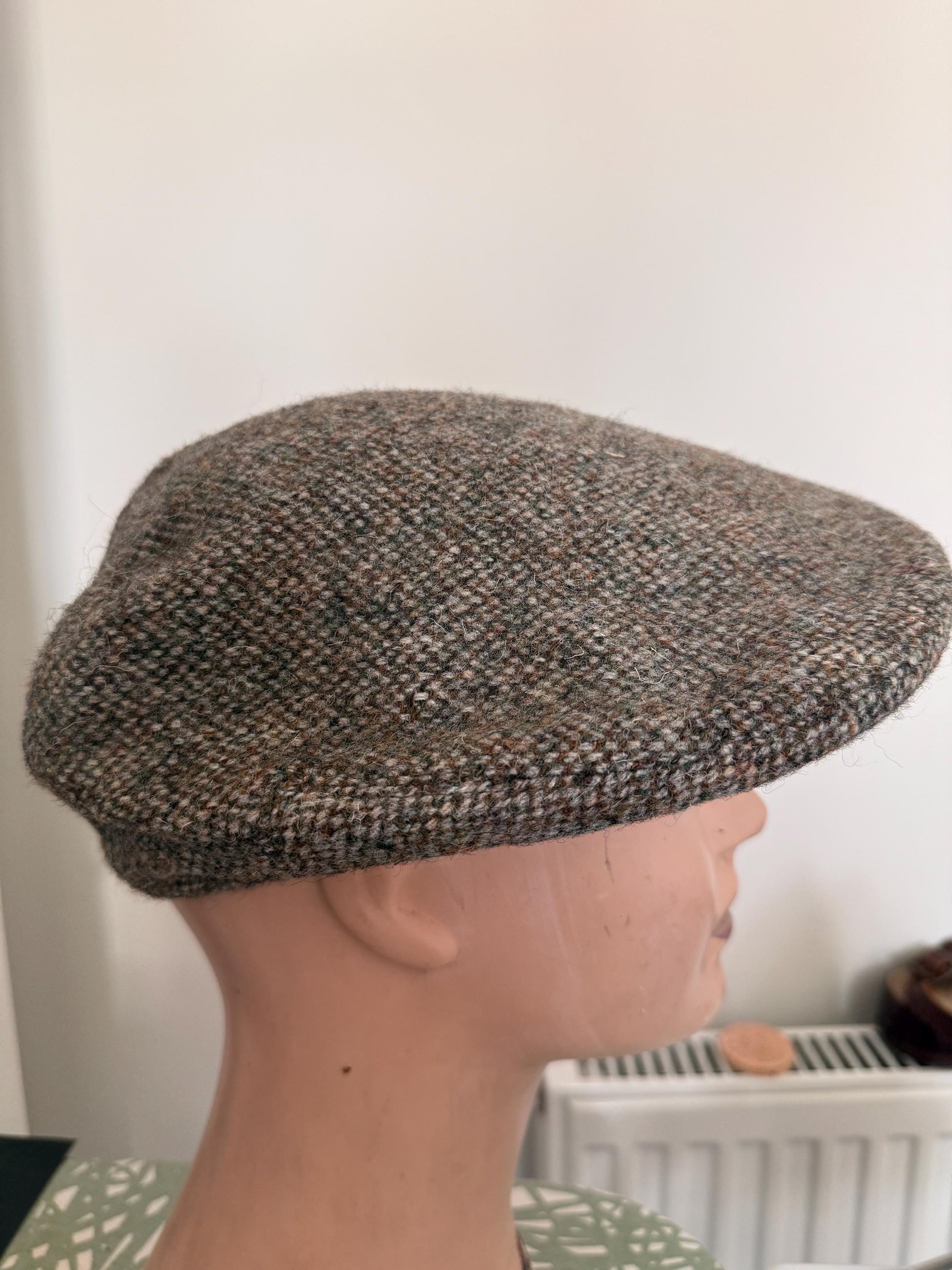 Vintage George Arthur Dunn Tweed Flat Cap, British Brown Wool Country Mens Hat