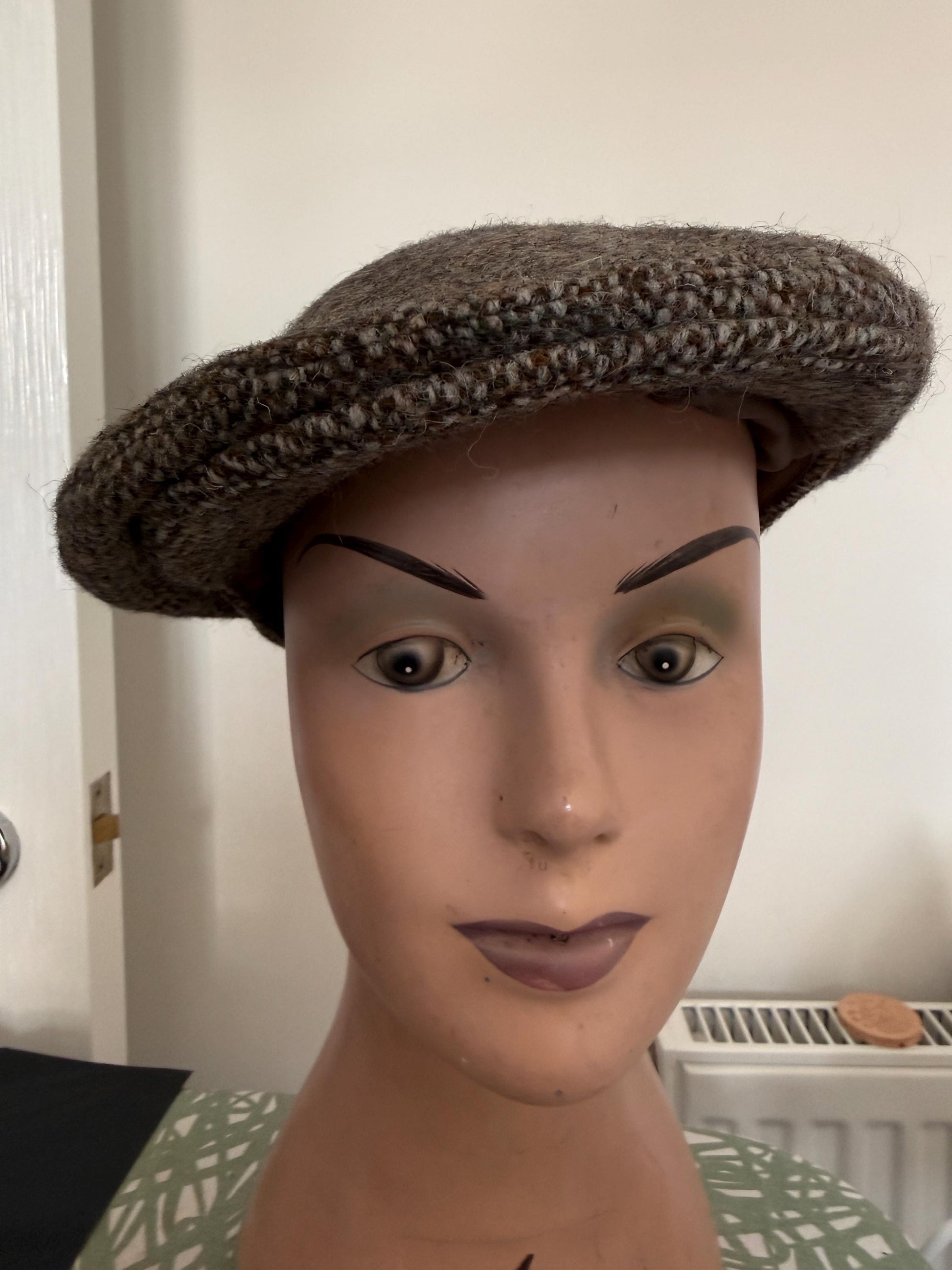 Vintage George Arthur Dunn Tweed Flat Cap, British Brown Wool Country Mens Hat