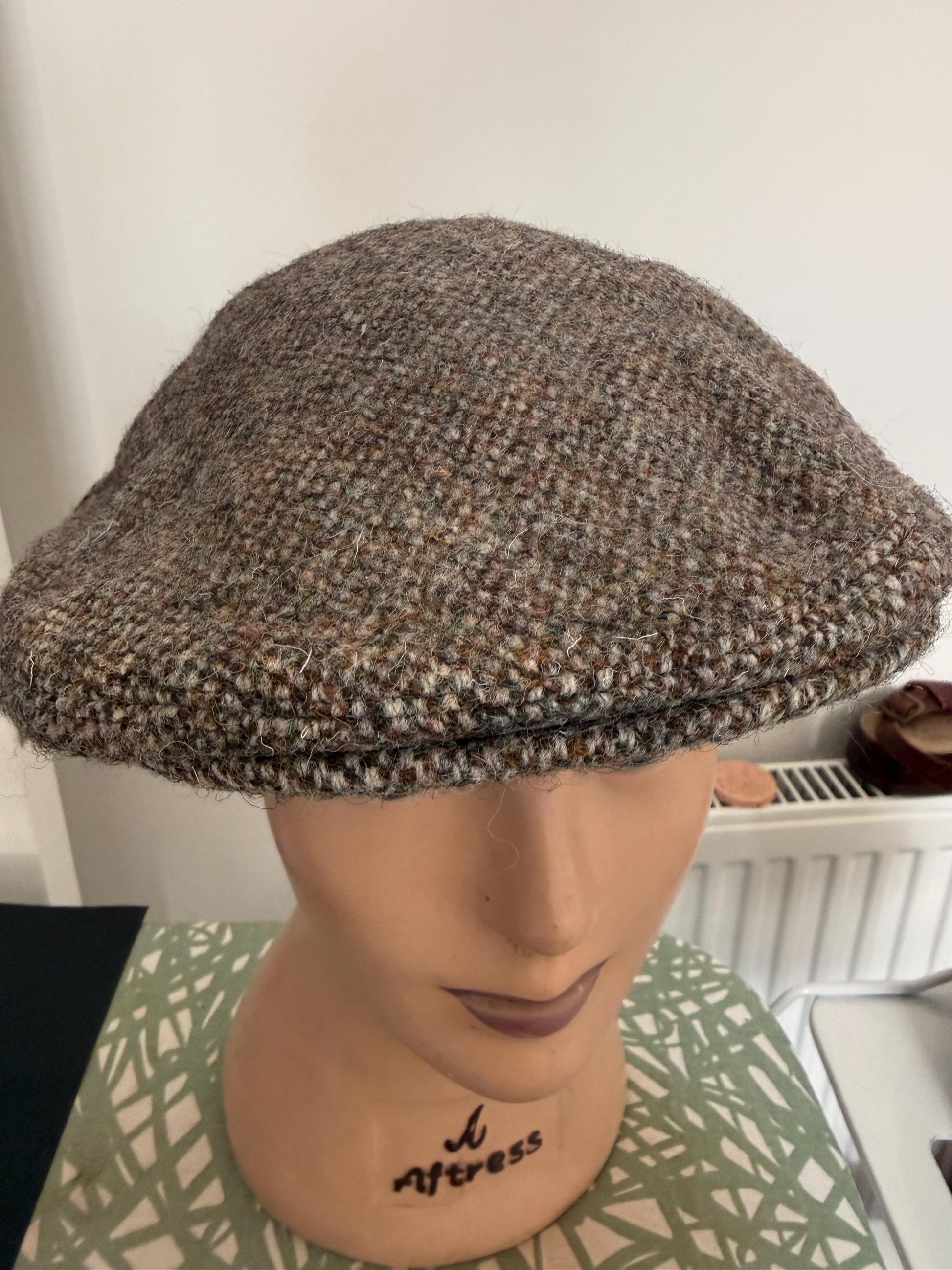Vintage George Arthur Dunn Tweed Flat Cap, British Brown Wool Country Mens Hat