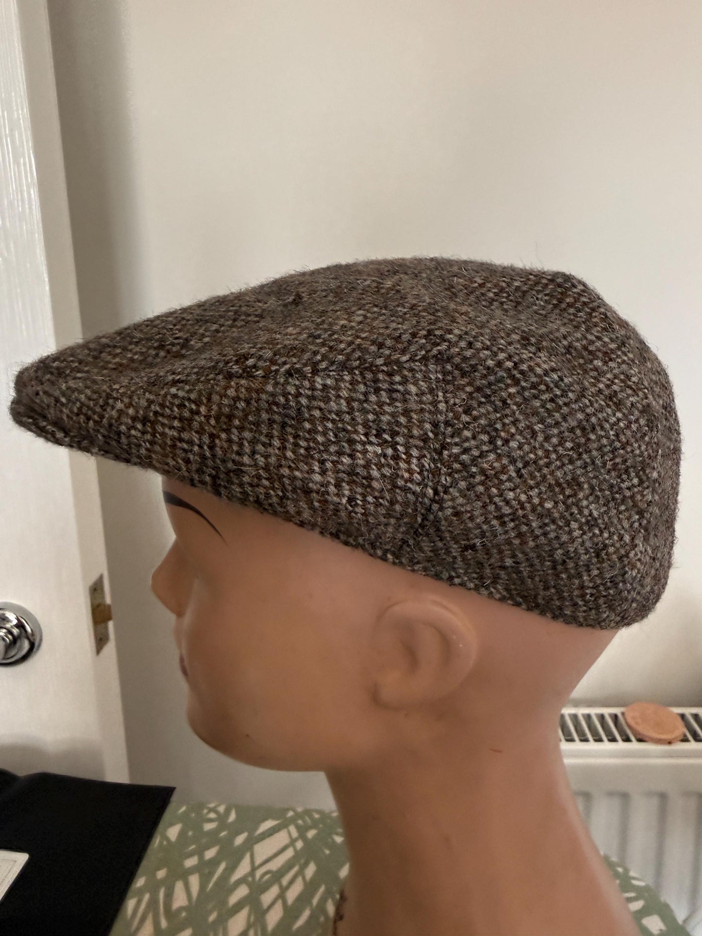 Vintage George Arthur Dunn Tweed Flat Cap, British Brown Wool Country Mens Hat