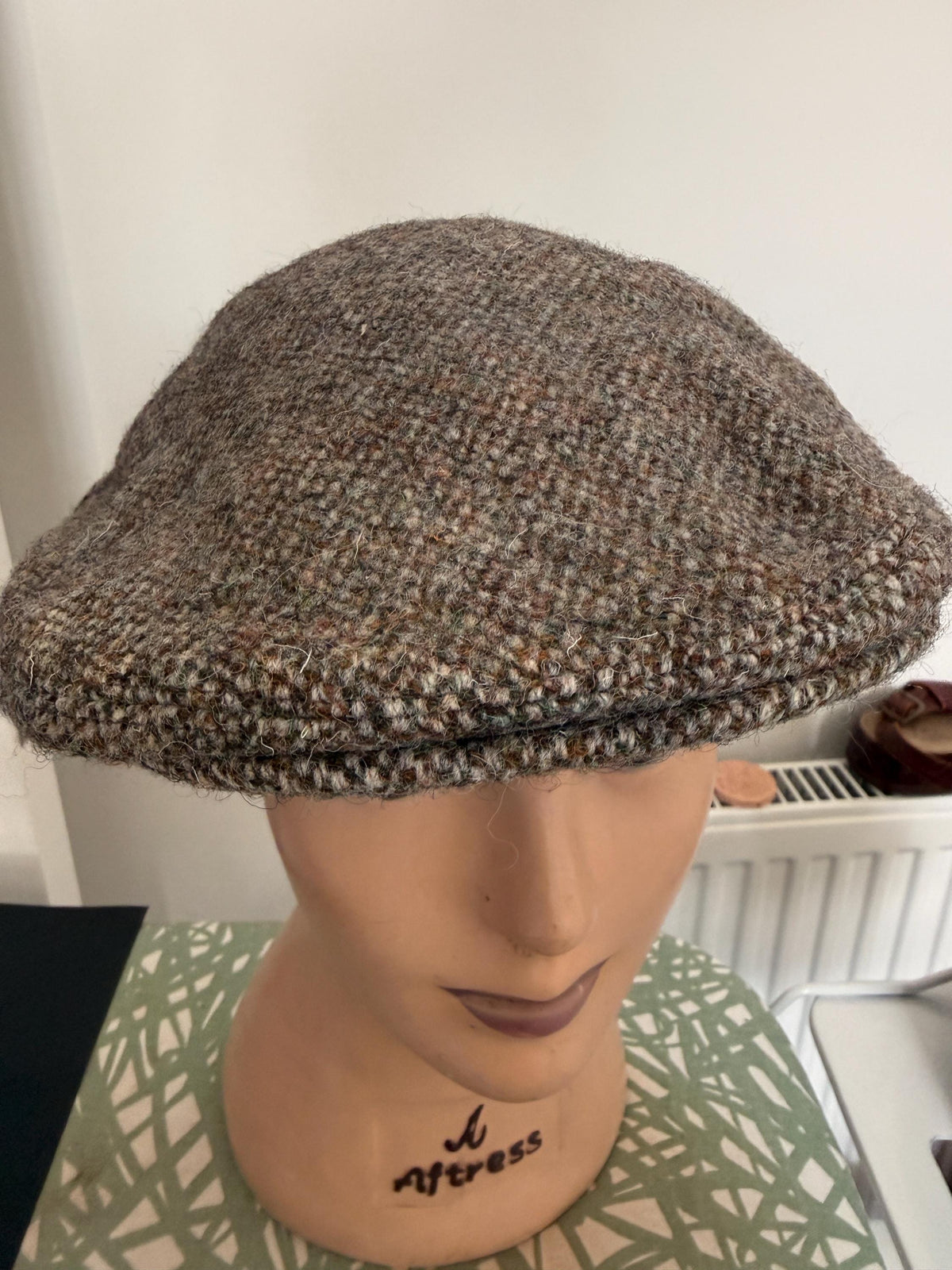 Vintage George Arthur Dunn Tweed Flat Cap, British Brown Wool Country Mens Hat