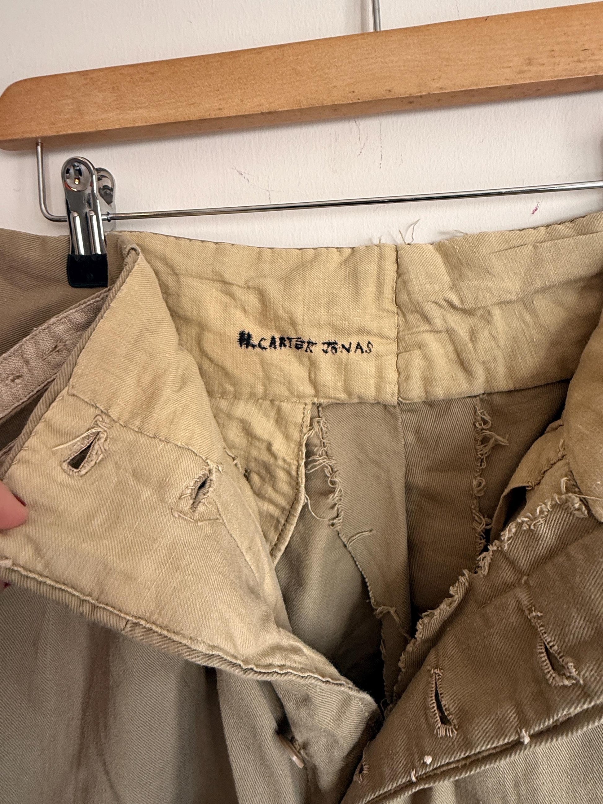 Vintage Gieves Ltd British Military Khaki Drill Shorts | 1930s 1940s Officer's Shorts | Twin Buckle Side Adjusters