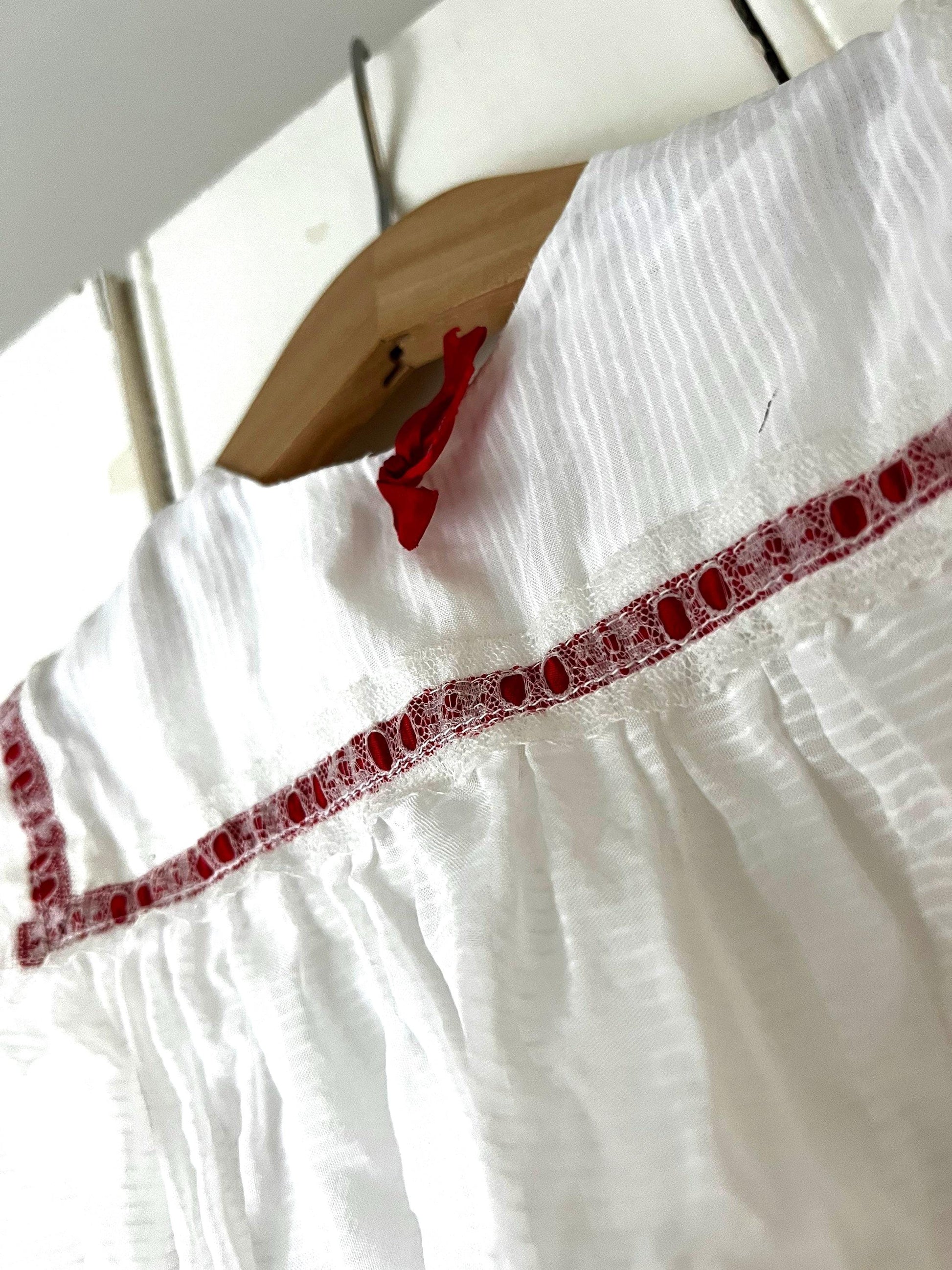 Vintage Girls Dress - white and red terylene Dress Baby Dress age 2-3 years