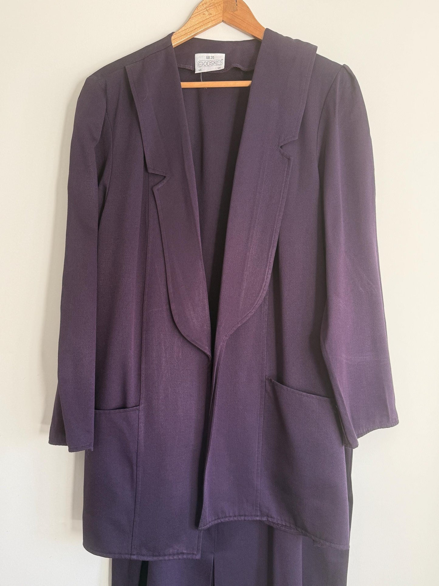 Vintage Godske Two Piece Suit UK 18 | Purple Skirt Suit | Scandinavian Vintage | Smart Occasion Suit | 1980s Tailored Set