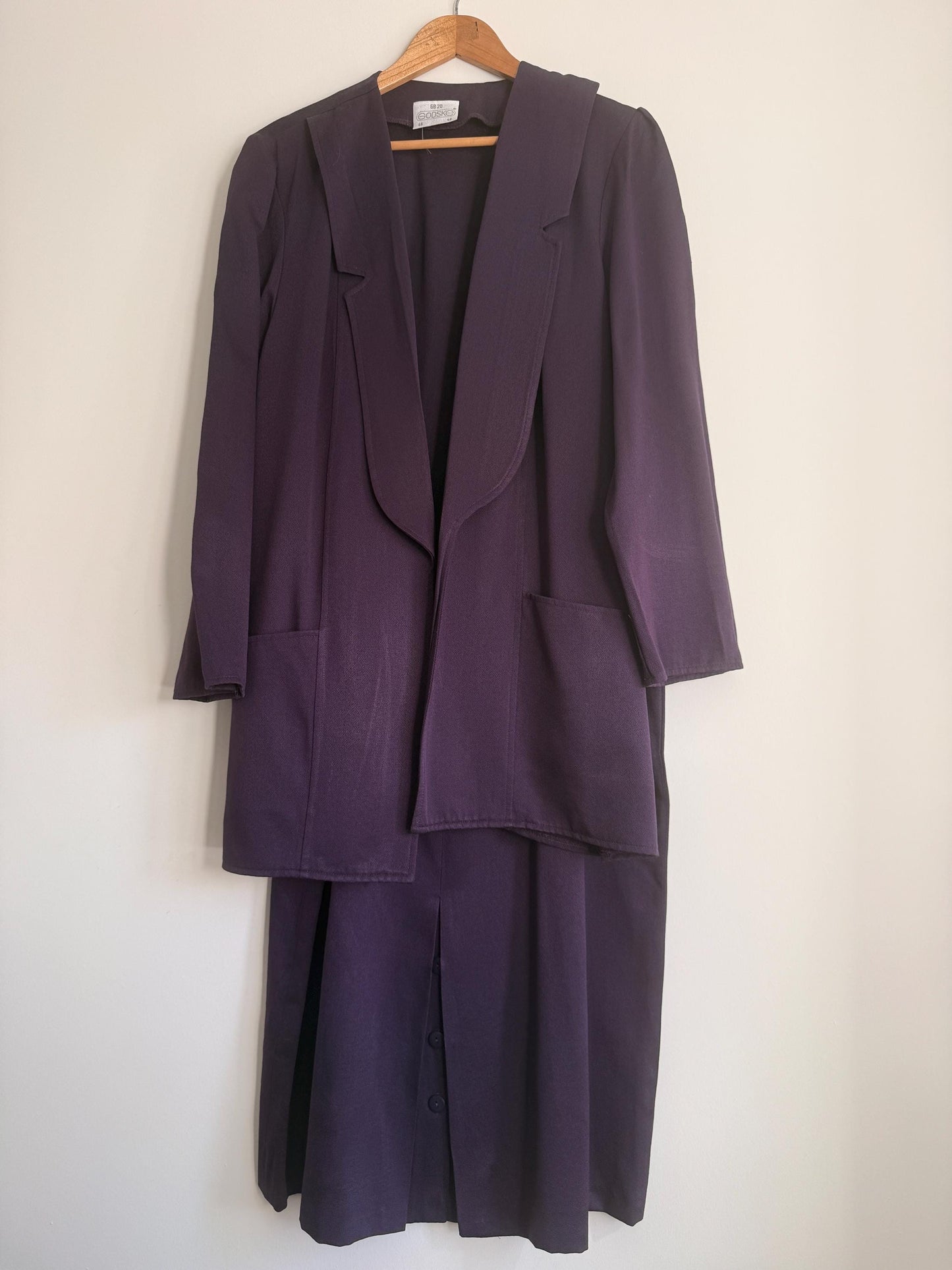 Vintage Godske Two Piece Suit UK 18 | Purple Skirt Suit | Scandinavian Vintage | Smart Occasion Suit | 1980s Tailored Set