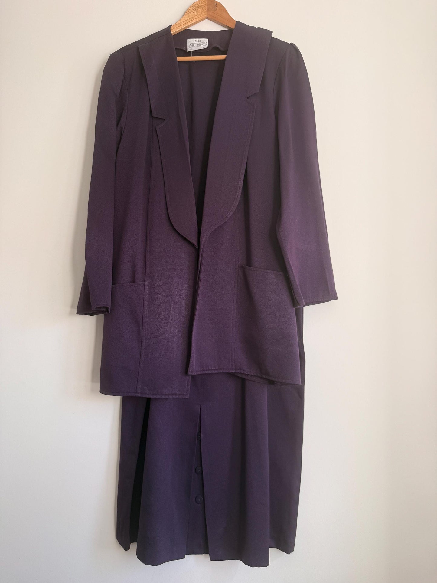 Vintage Godske Two Piece Suit UK 18 | Purple Skirt Suit | Scandinavian Vintage | Smart Occasion Suit | 1980s Tailored Set