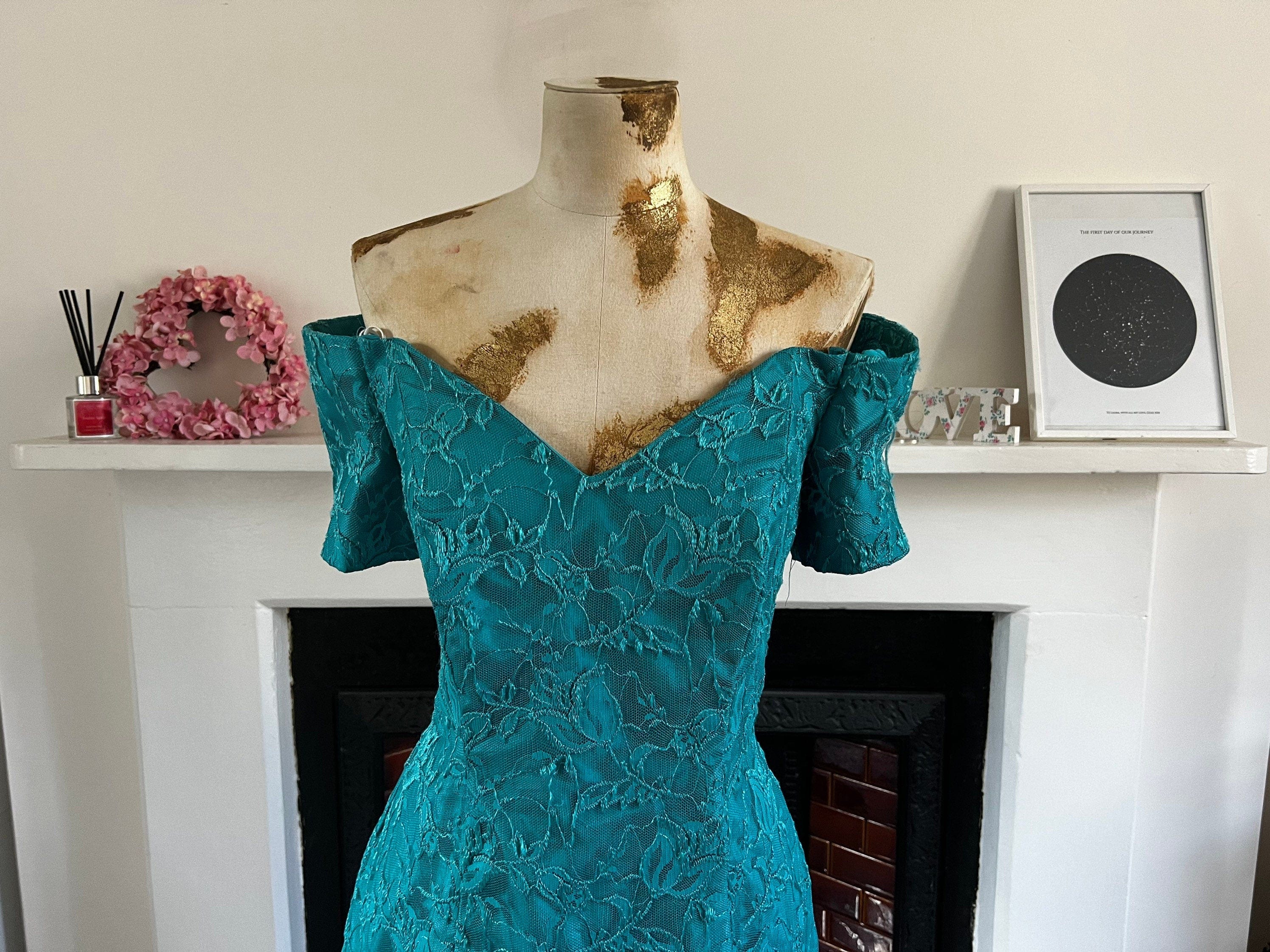 Vintage Green Dress Mini Lace over layer Shift Dress knee length