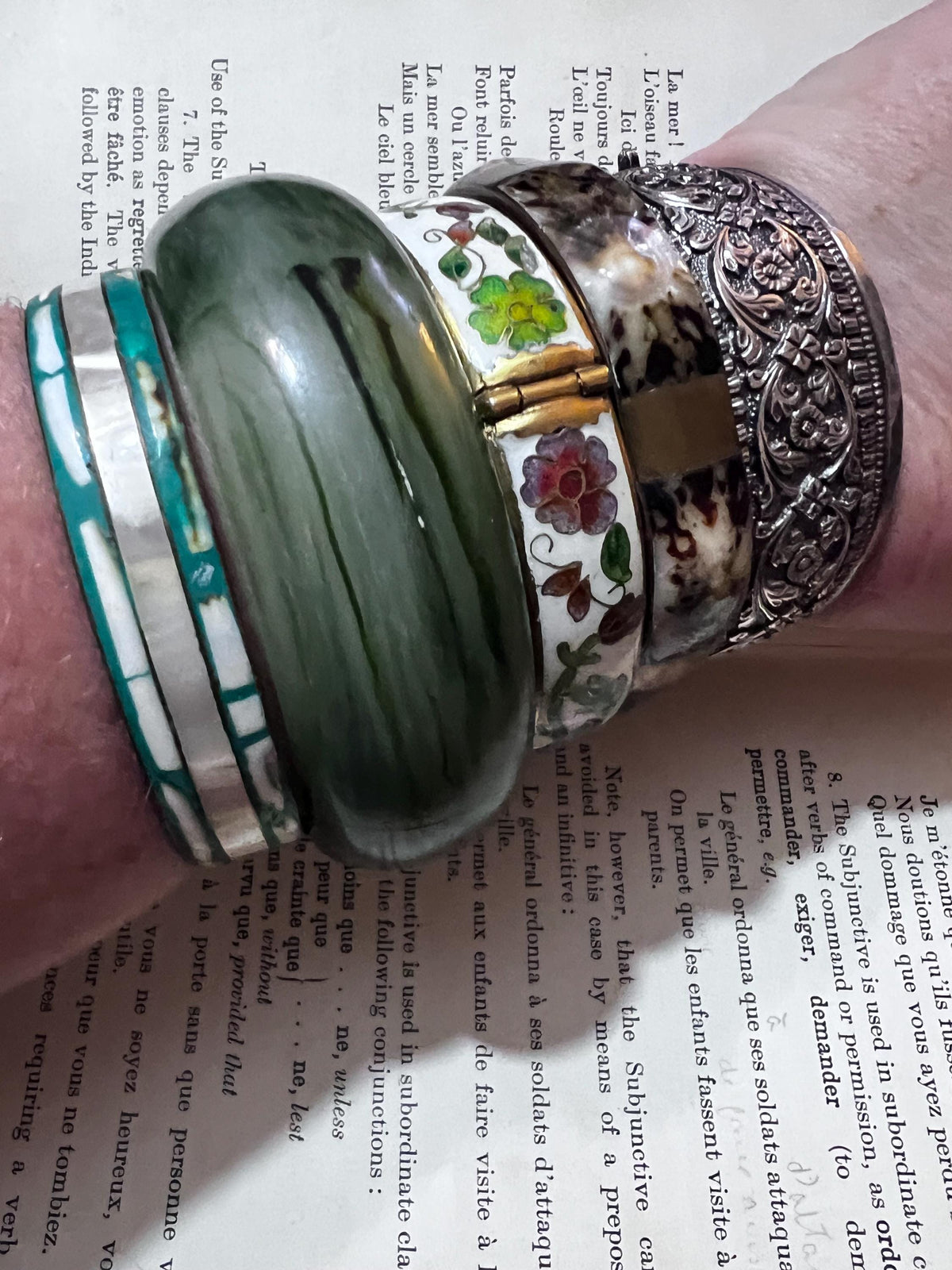 Chunky Vintage Bangle, Metal Enamel Green, Green Bangle, Metal enamel Bangle, 1940s, 1950s, Stacking Bangle, Vintage Jewellery, Enamel