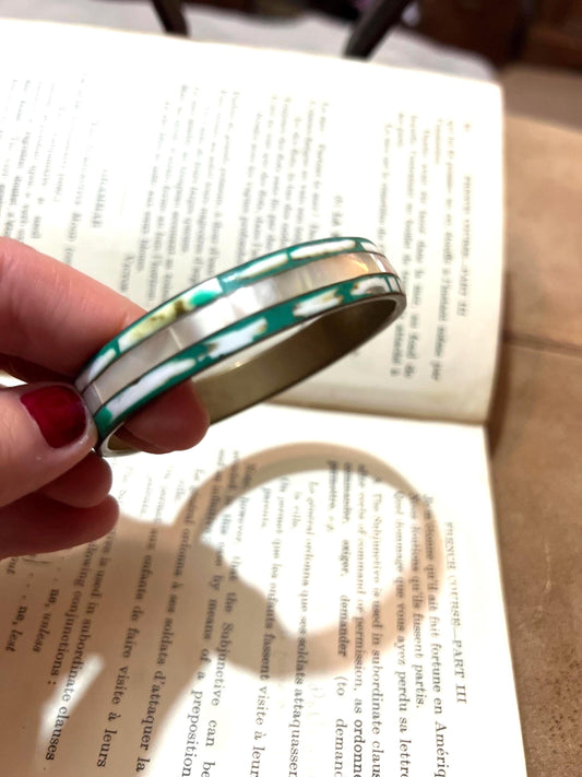 Chunky Vintage Bangle, Metal Enamel Green, Green Bangle, Metal enamel Bangle, 1940s, 1950s, Stacking Bangle, Vintage Jewellery, Enamel