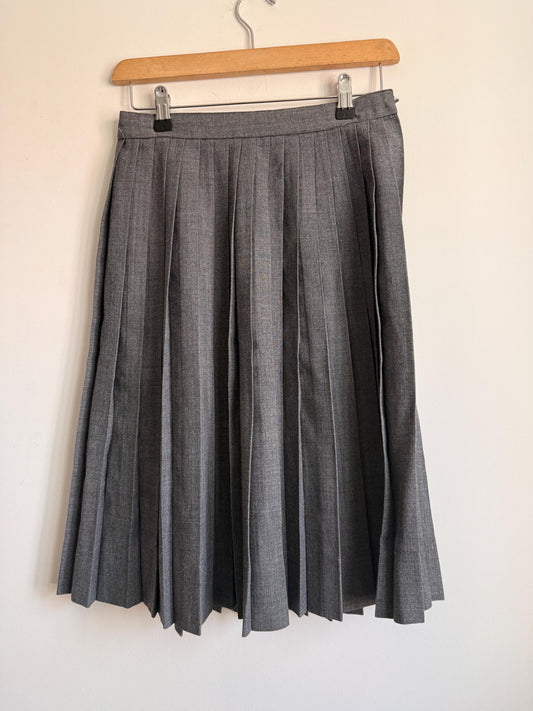 Vintage Grey Pleated Midi Skirt | Bedford Clothes | Made in Britain | UK 8-10