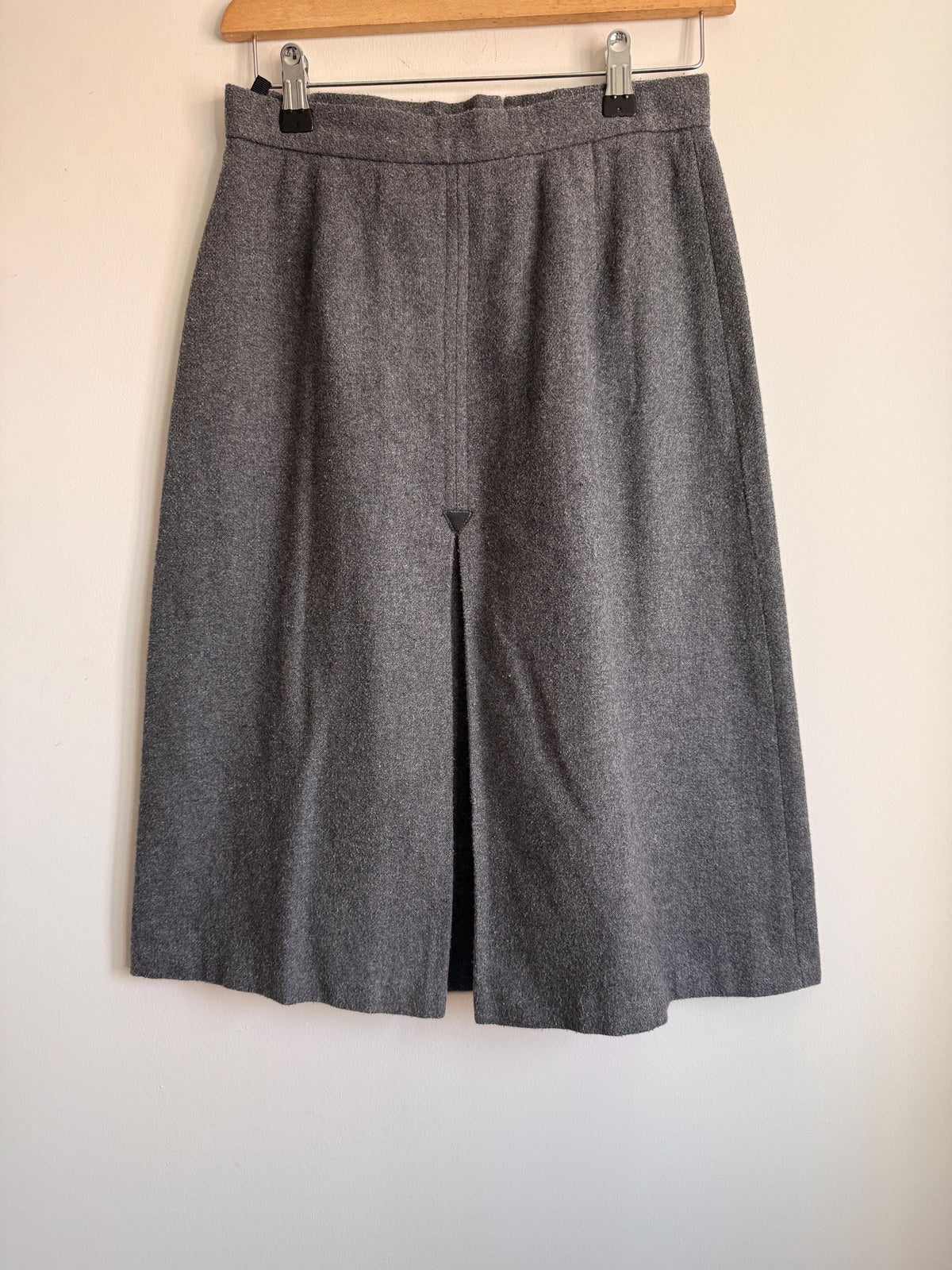 Vintage Grey Wool Blend A-Line Midi Skirt | Classic Tailored | UK 10-12