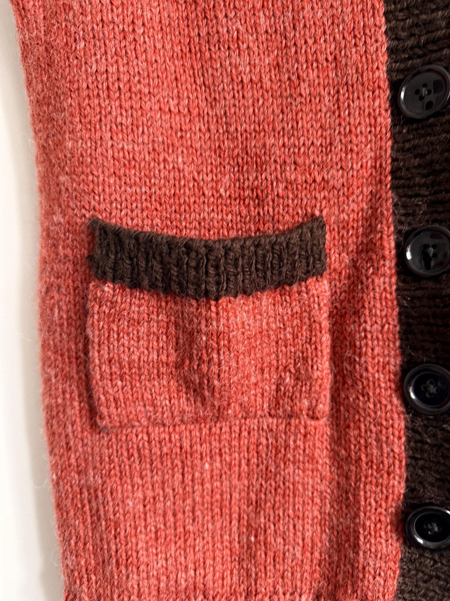 Vintage Hand Knitted Wool Blend Longline Waistcoat | 1920s Style Rust & Brown Sleeveless Cardigan | Folk Cottagecore Knit | UK 10-14
