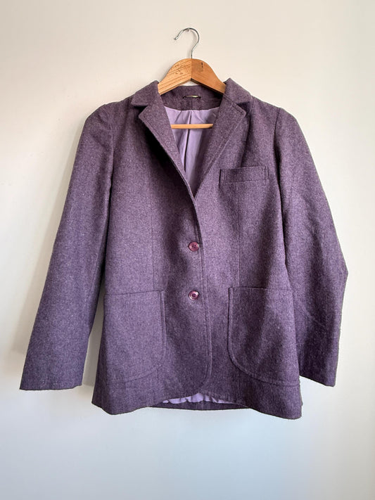Vintage Heather Purple Wool Blend Blazer | Tailored Country Jacket | Classic Smart Coat | UK 10-12