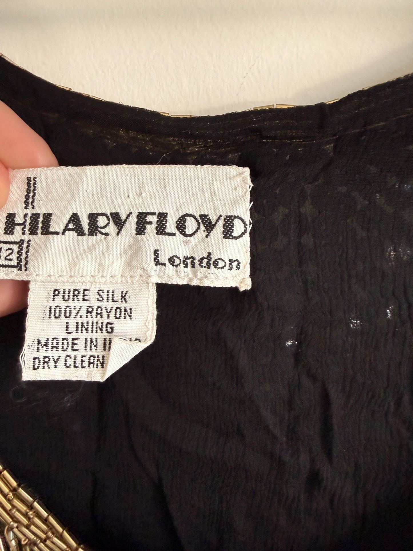 Vintage Hilary Floyd Black Sequin Top | Gold Beaded Party Top | 1980s Evening Blouse | Art Deco Sequin Vest | Cocktail Top