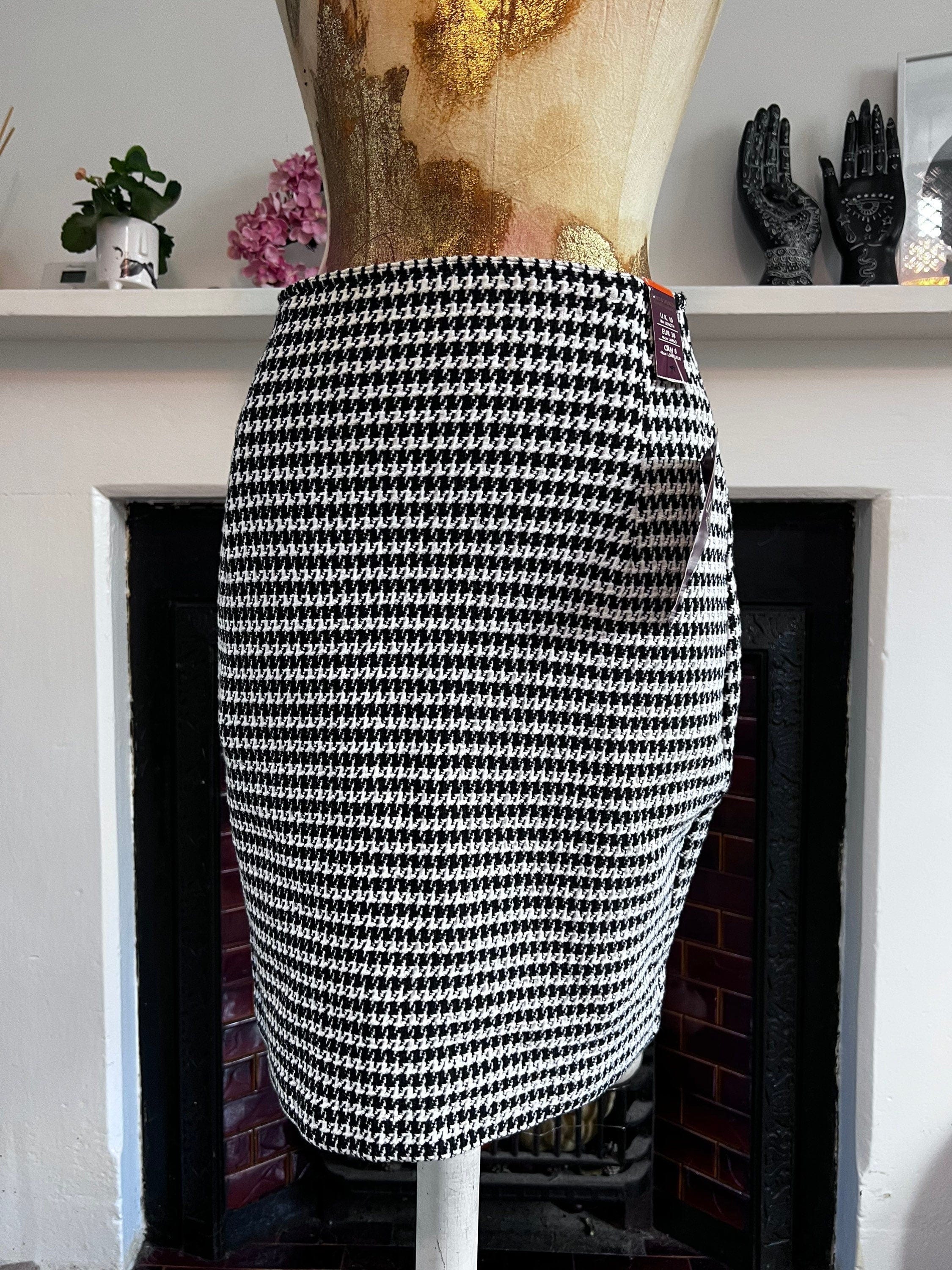 Vintage Houndstooth M S Stretch 90s Skirt Houndstooth Skirt