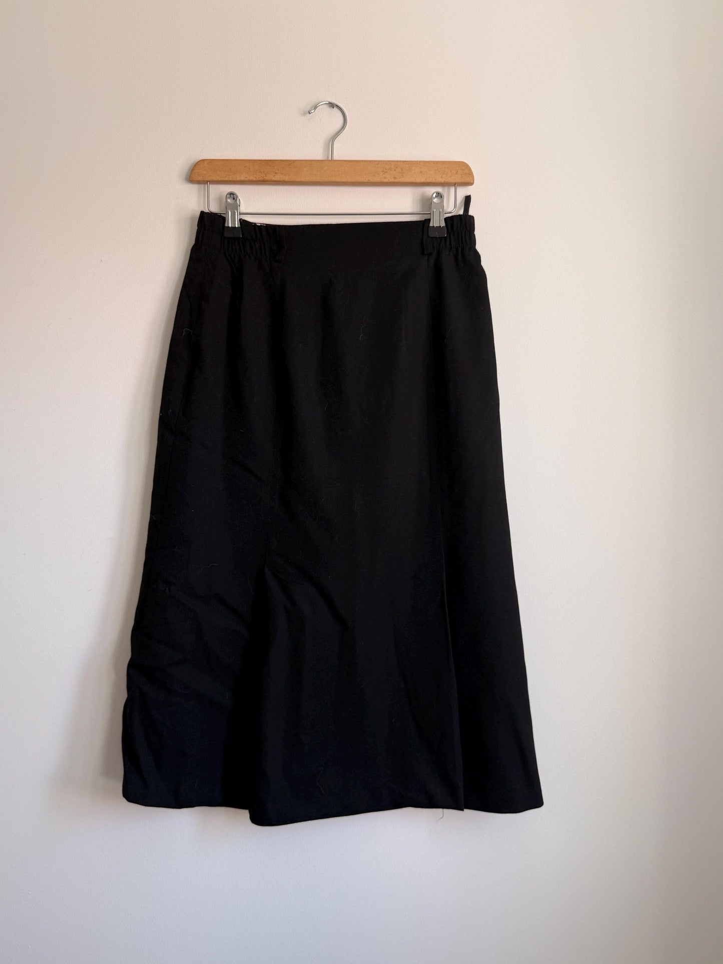 Vintage Jacques Vert Black Midi Skirt UK 12 | 1990s A-Line Skirt | Classic Minimalist Skirt | High Waist Pull On Skirt | Capsule Wardrobe