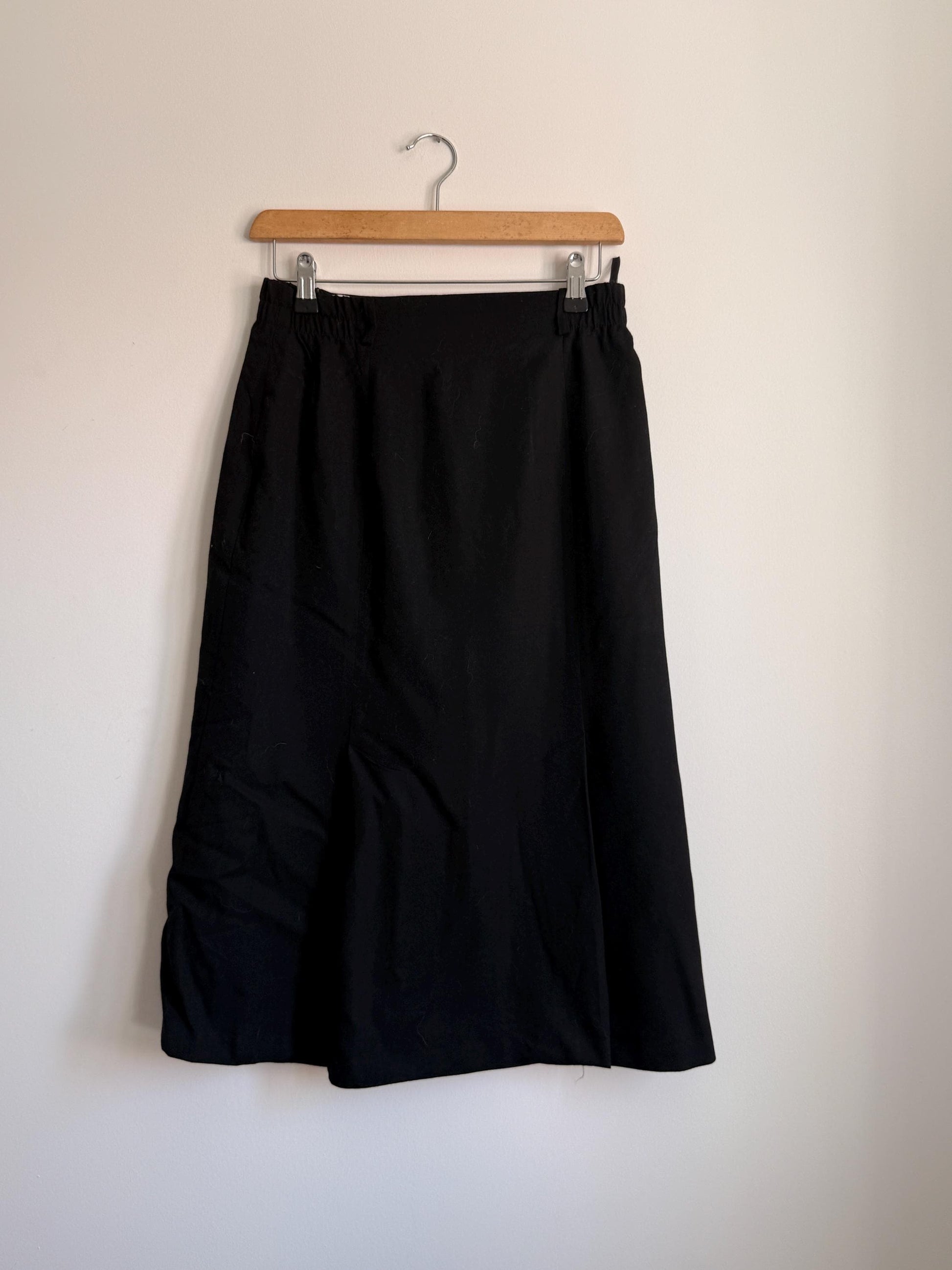 Vintage Jacques Vert Black Midi Skirt UK 12 | 1990s A-Line Skirt | Classic Minimalist Skirt | High Waist Pull On Skirt | Capsule Wardrobe