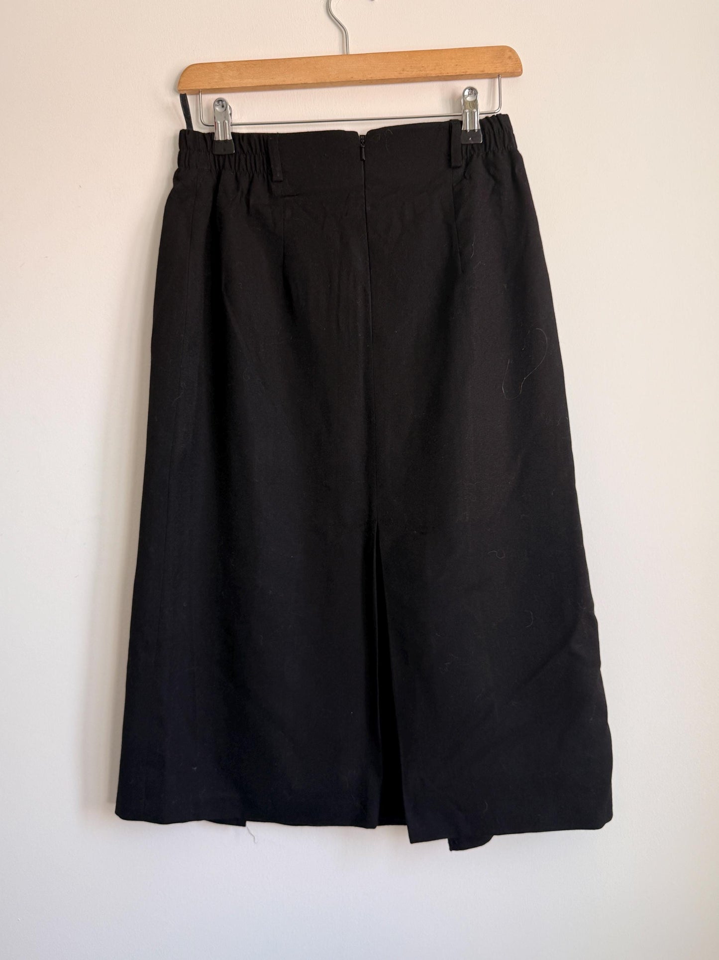 Vintage Jacques Vert Black Midi Skirt UK 12 | 1990s A-Line Skirt | Classic Minimalist Skirt | High Waist Pull On Skirt | Capsule Wardrobe