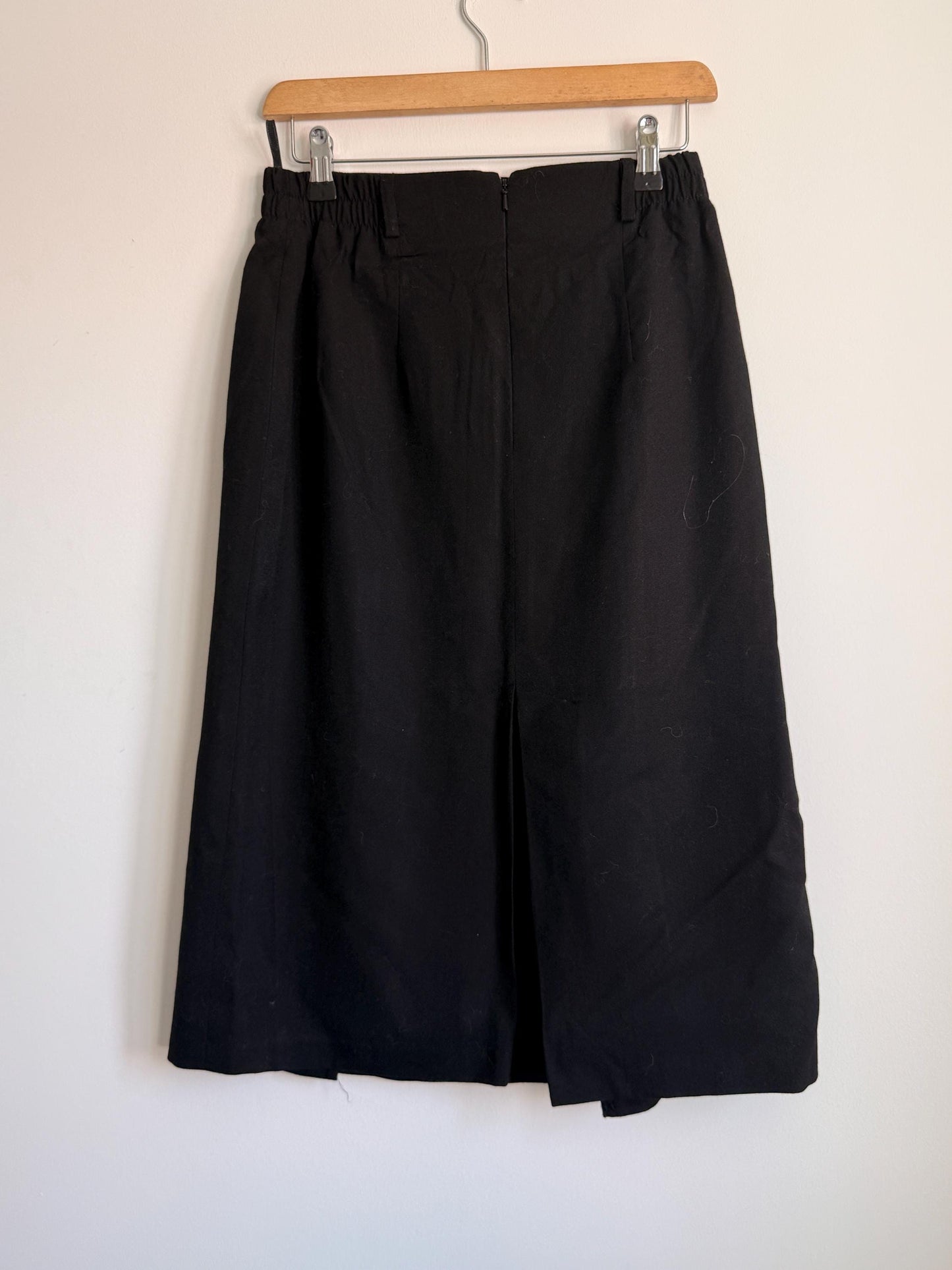 Vintage Jacques Vert Black Midi Skirt UK 12 | 1990s A-Line Skirt | Classic Minimalist Skirt | High Waist Pull On Skirt | Capsule Wardrobe