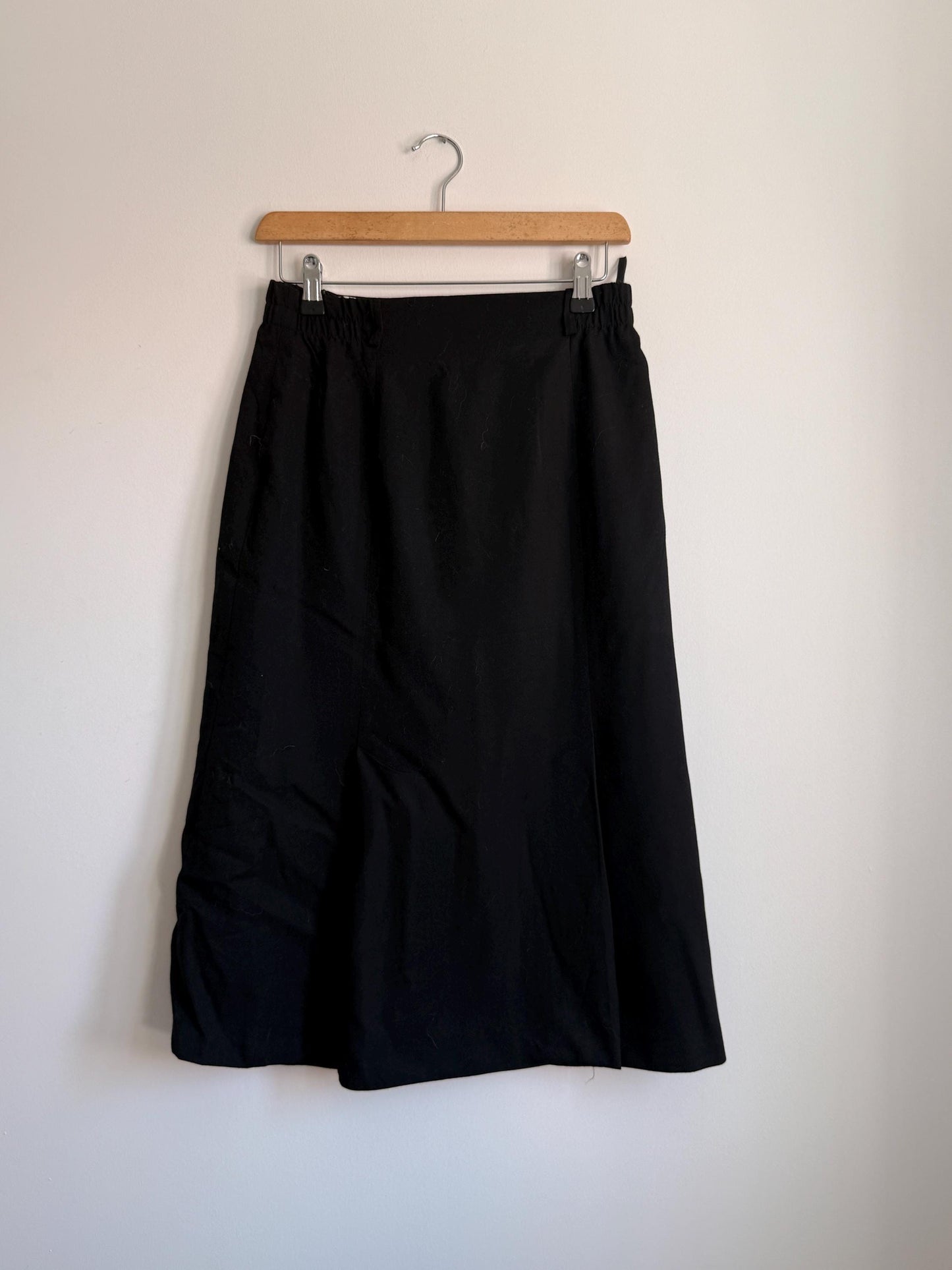 Vintage Jacques Vert Black Midi Skirt UK 12 | 1990s A-Line Skirt | Classic Minimalist Skirt | High Waist Pull On Skirt | Capsule Wardrobe