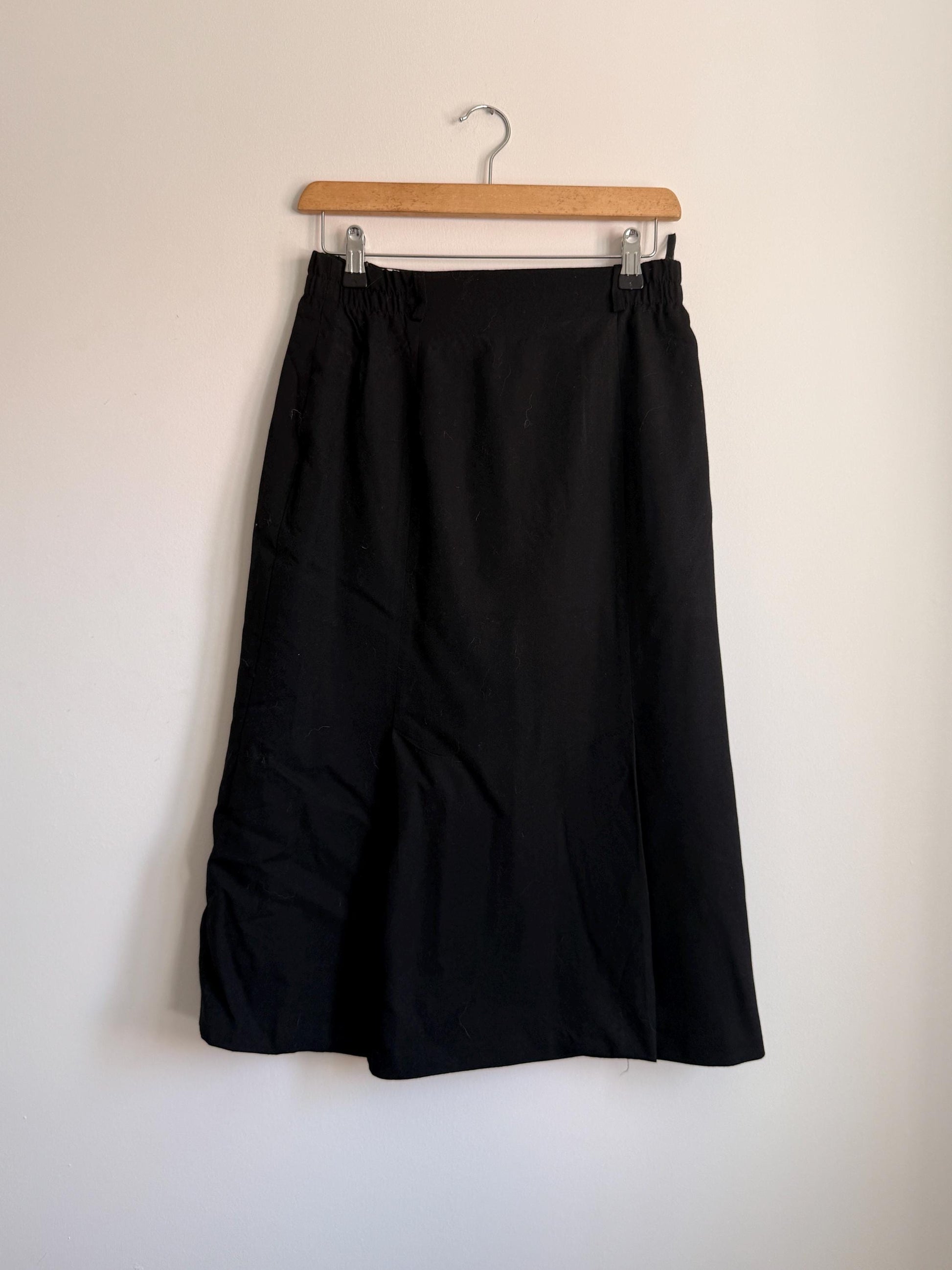 Vintage Jacques Vert Black Midi Skirt UK 12 | 1990s A-Line Skirt | Classic Minimalist Skirt | High Waist Pull On Skirt | Capsule Wardrobe