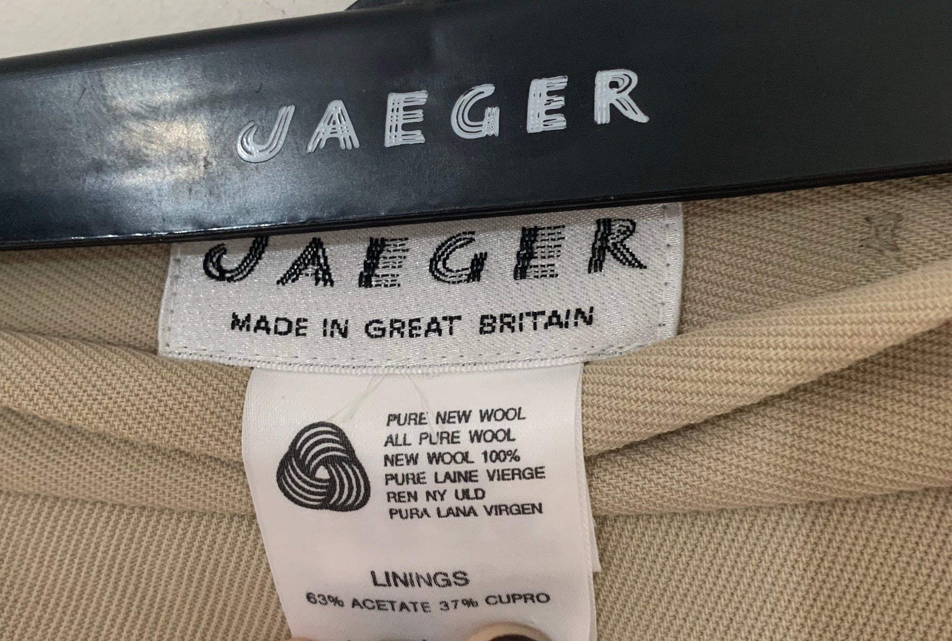 Vintage Jaeger Skirt Knee Length Beige UK Size 14