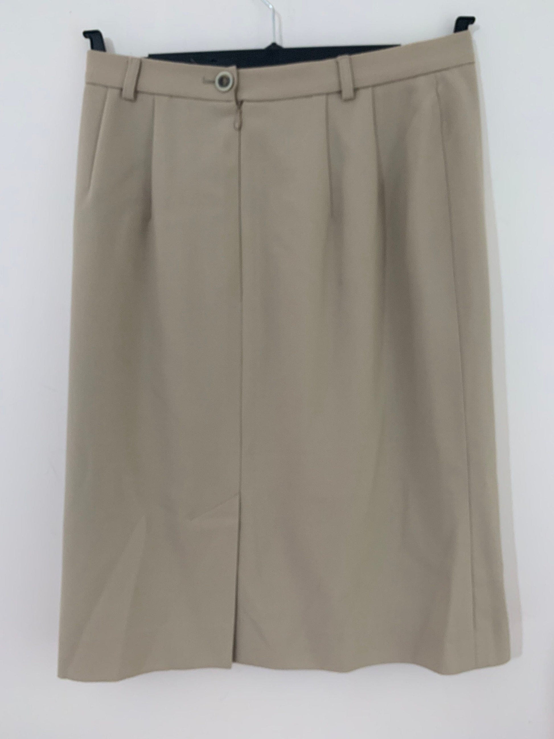 Vintage Jaeger Skirt Knee Length Beige UK Size 14