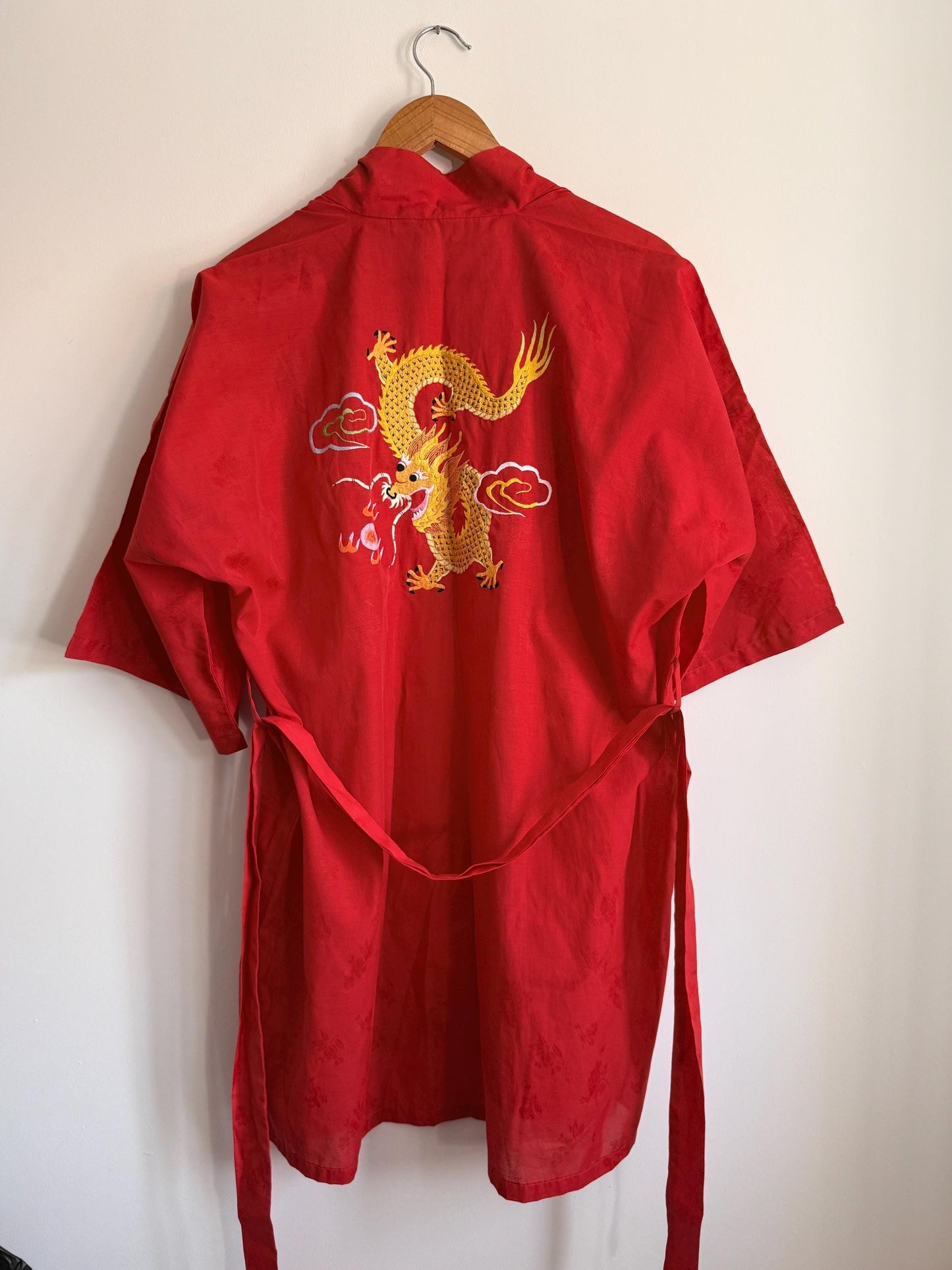 Vintage Japanese Dragon Kimono Jacket | Red Embroidered Robe | Oriental Dressing Gown | Dragon Embroidery | Festival Jacket | Loungewear