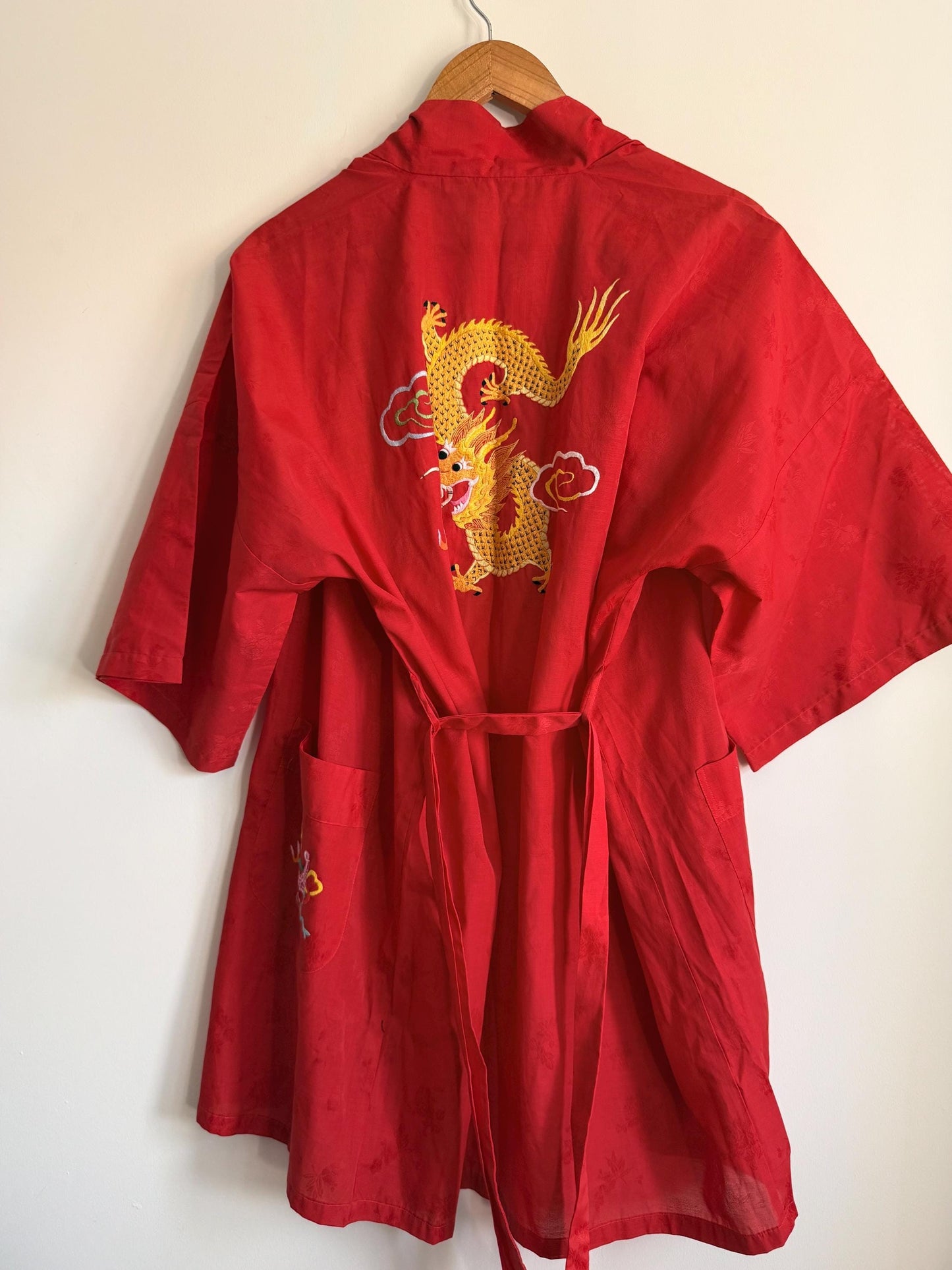 Vintage Japanese Dragon Kimono Jacket | Red Embroidered Robe | Oriental Dressing Gown | Dragon Embroidery | Festival Jacket | Loungewear
