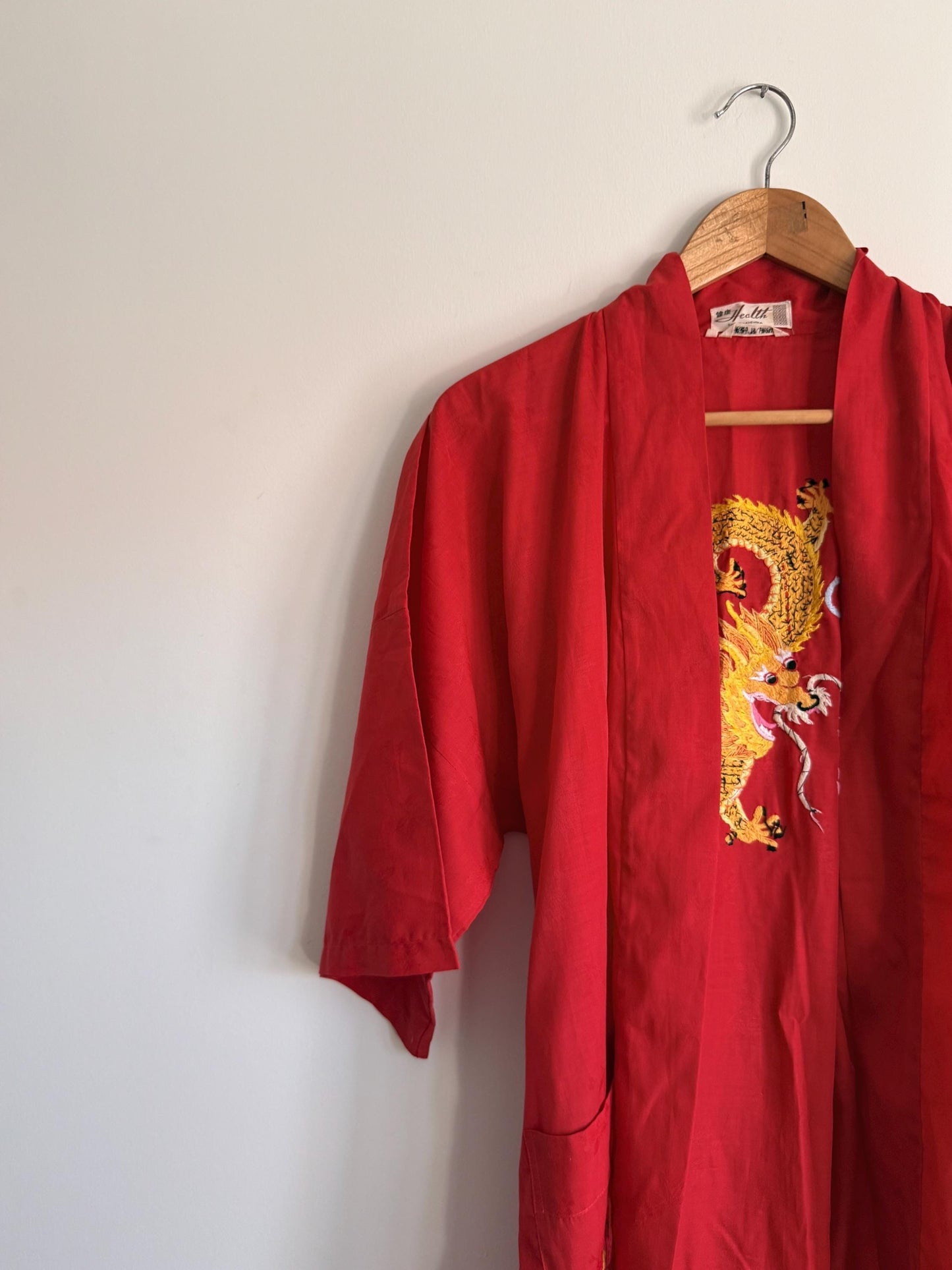 Vintage Japanese Dragon Kimono Jacket | Red Embroidered Robe | Oriental Dressing Gown | Dragon Embroidery | Festival Jacket | Loungewear
