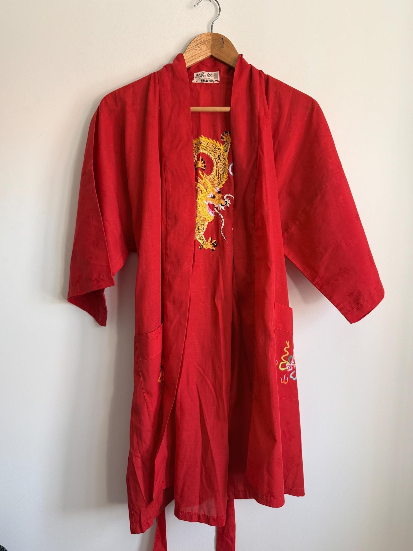 Vintage Japanese Dragon Kimono Jacket | Red Embroidered Robe | Oriental Dressing Gown | Dragon Embroidery | Festival Jacket | Loungewear