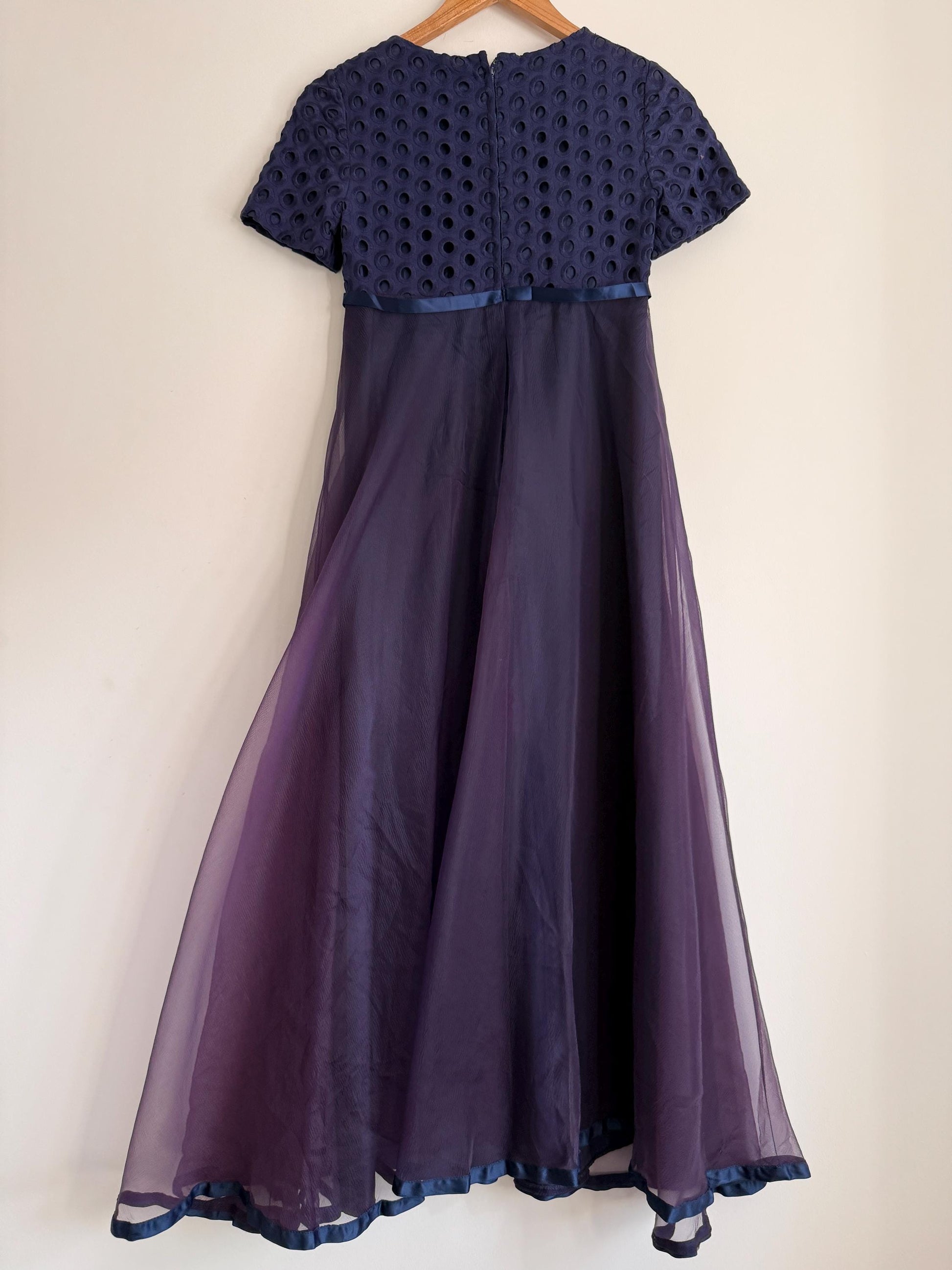 Vintage Jean Varon Navy Maxi Dress | John Bates Designer Evening Gown