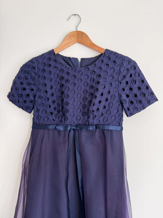 Vintage Jean Varon Navy Maxi Dress | John Bates Designer Evening Gown
