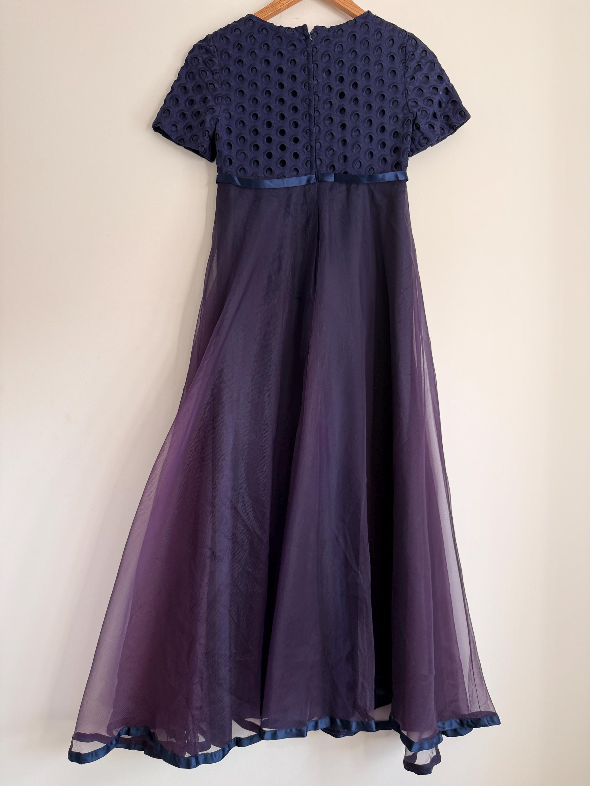 Vintage Jean Varon Navy Maxi Dress | John Bates Designer Evening Gown