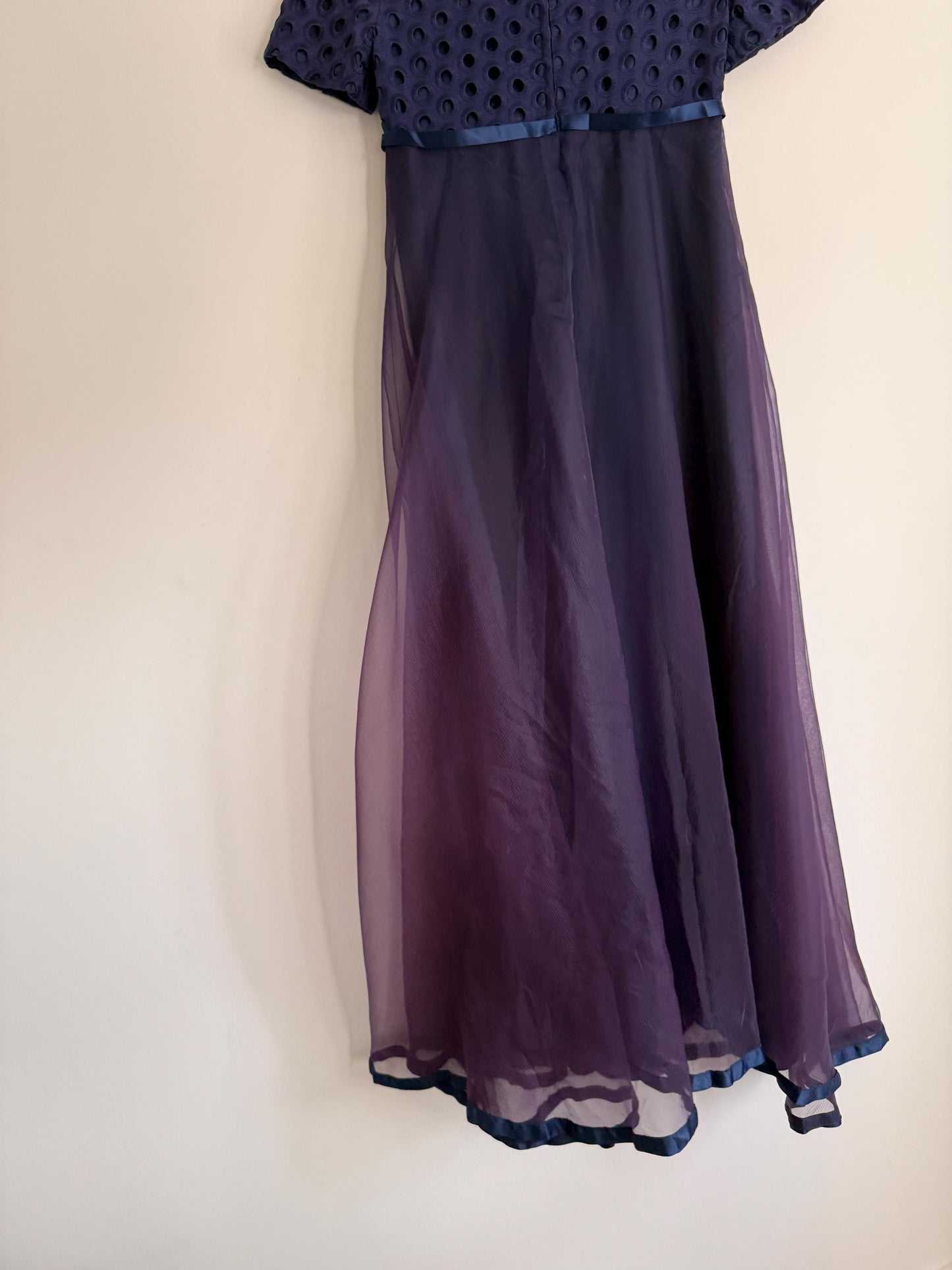 Vintage Jean Varon Navy Maxi Dress | John Bates Designer Evening Gown