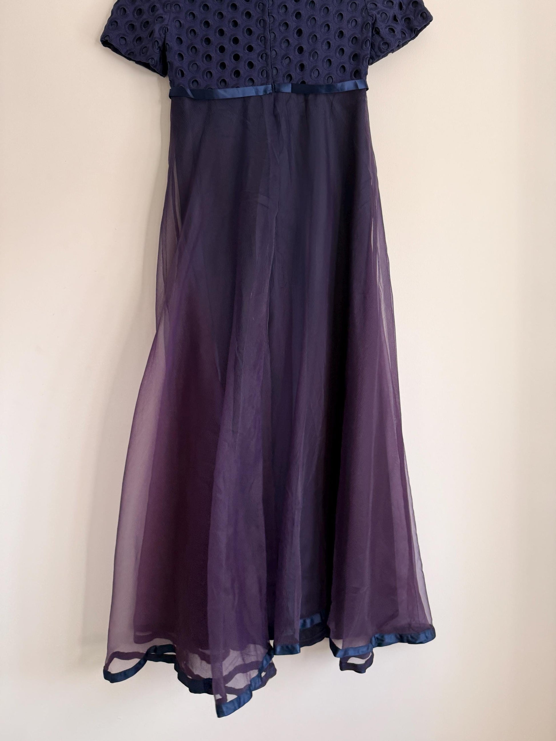 Vintage Jean Varon Navy Maxi Dress | John Bates Designer Evening Gown