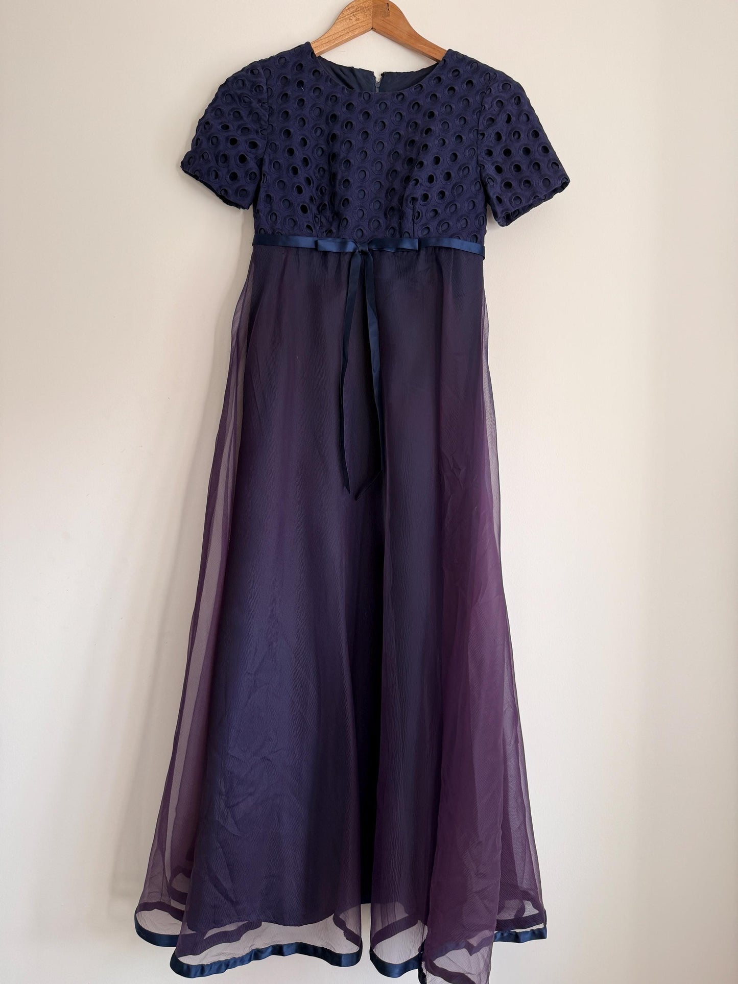 Vintage Jean Varon Navy Maxi Dress | John Bates Designer Evening Gown